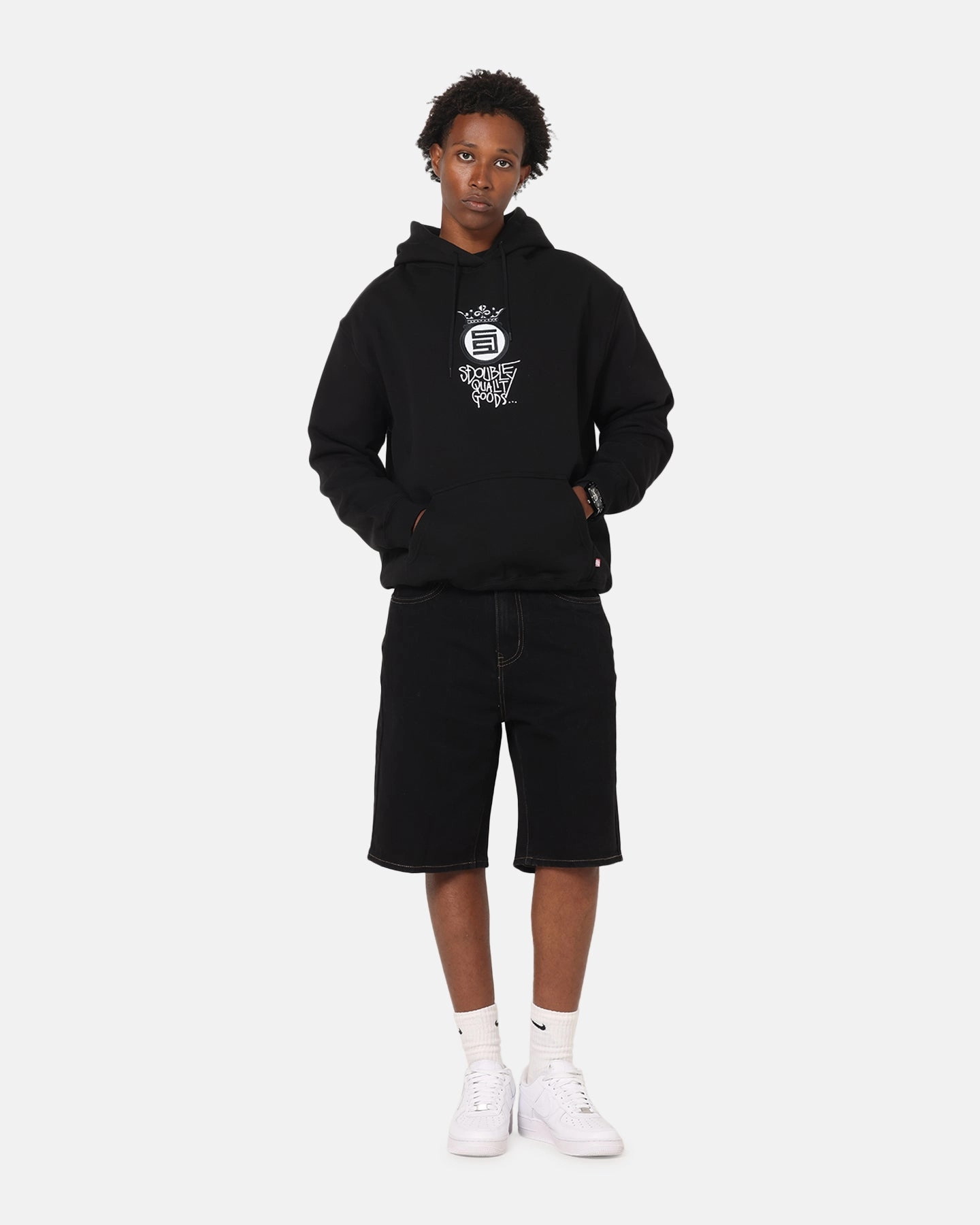Bee like S Double Crown Dot Hoodie Black