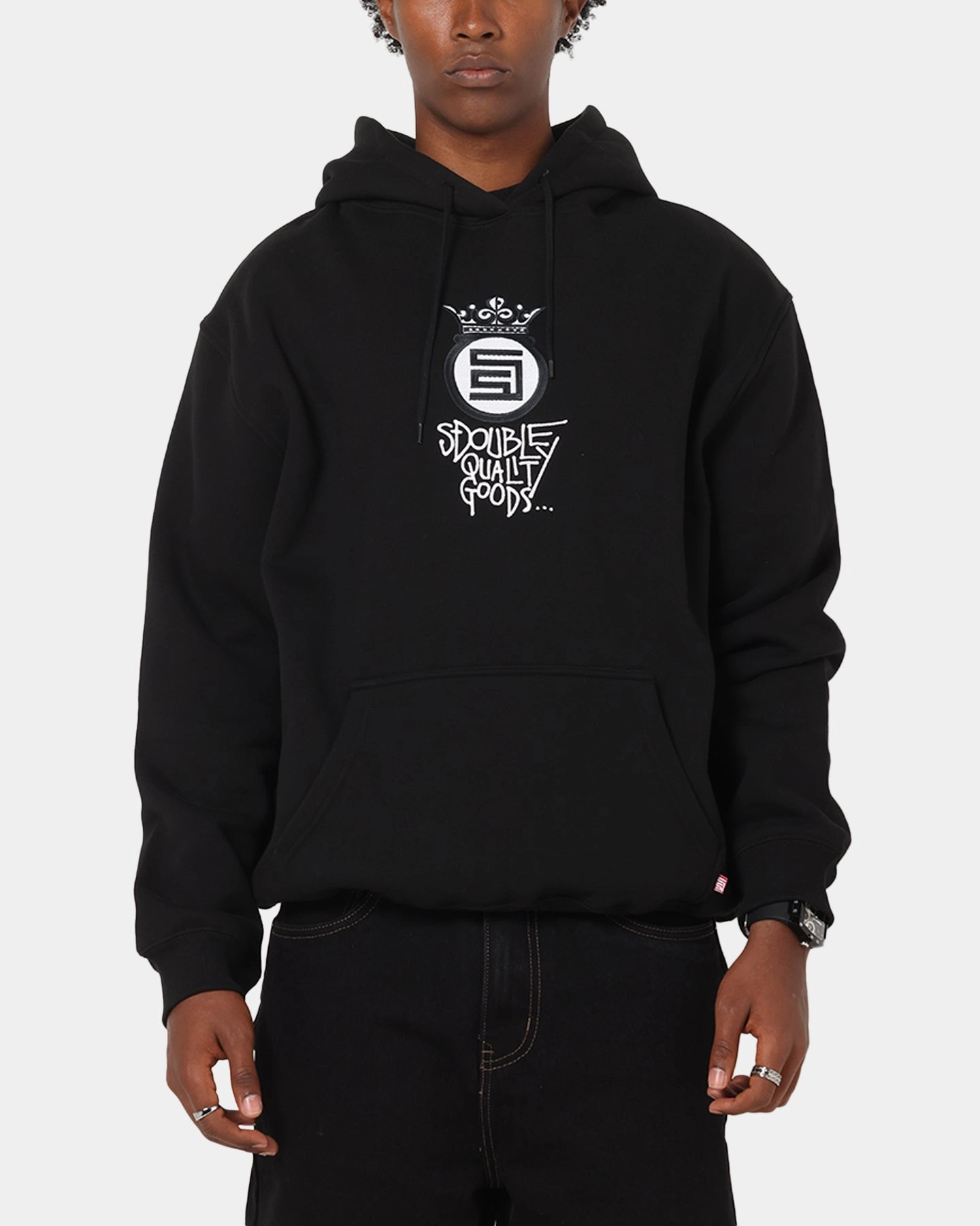 Unisex Design S Double Crown Dot Hoodie Black