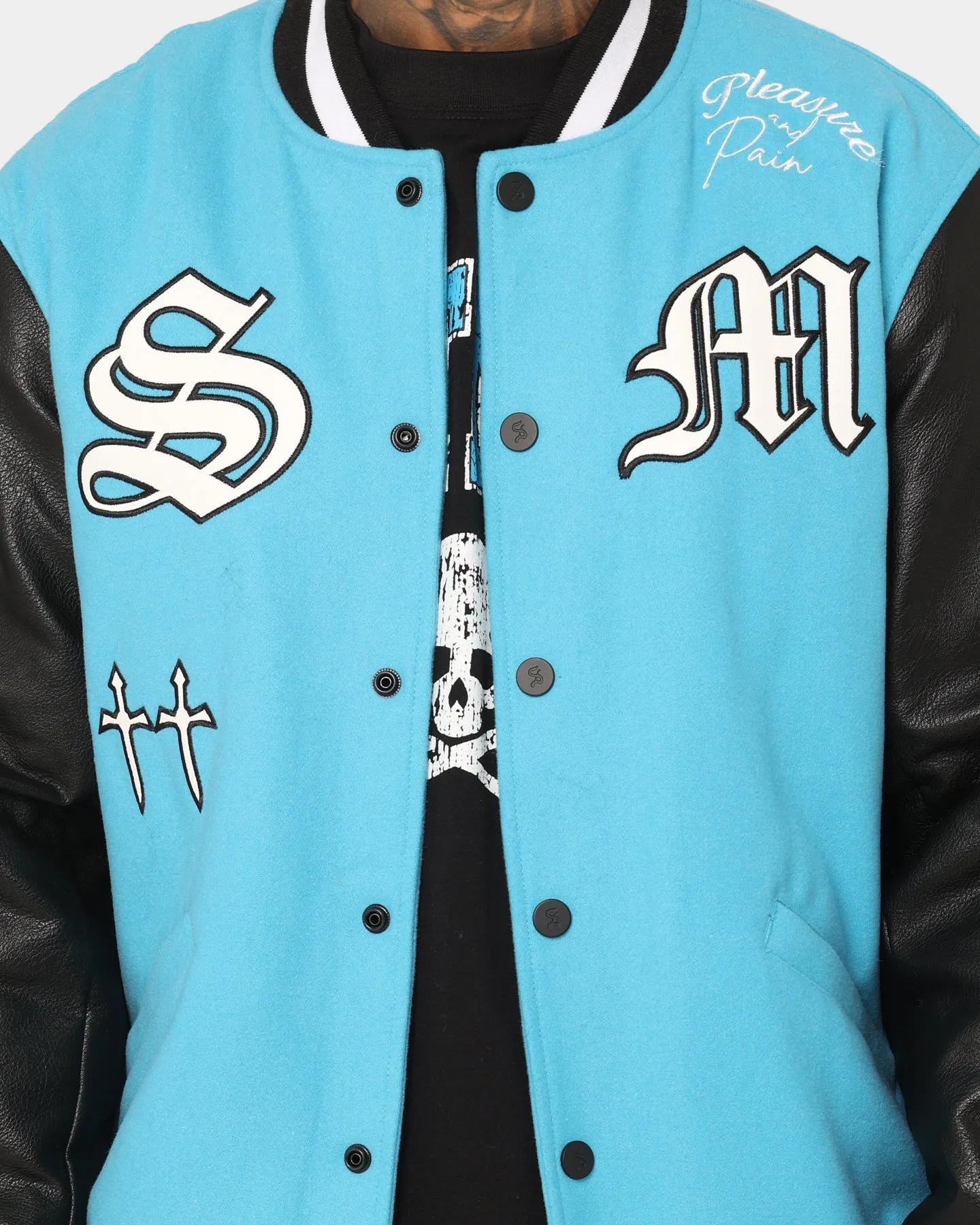 Saint Morta Graveyard Varsity Jacket Cyan Surprise half-zip