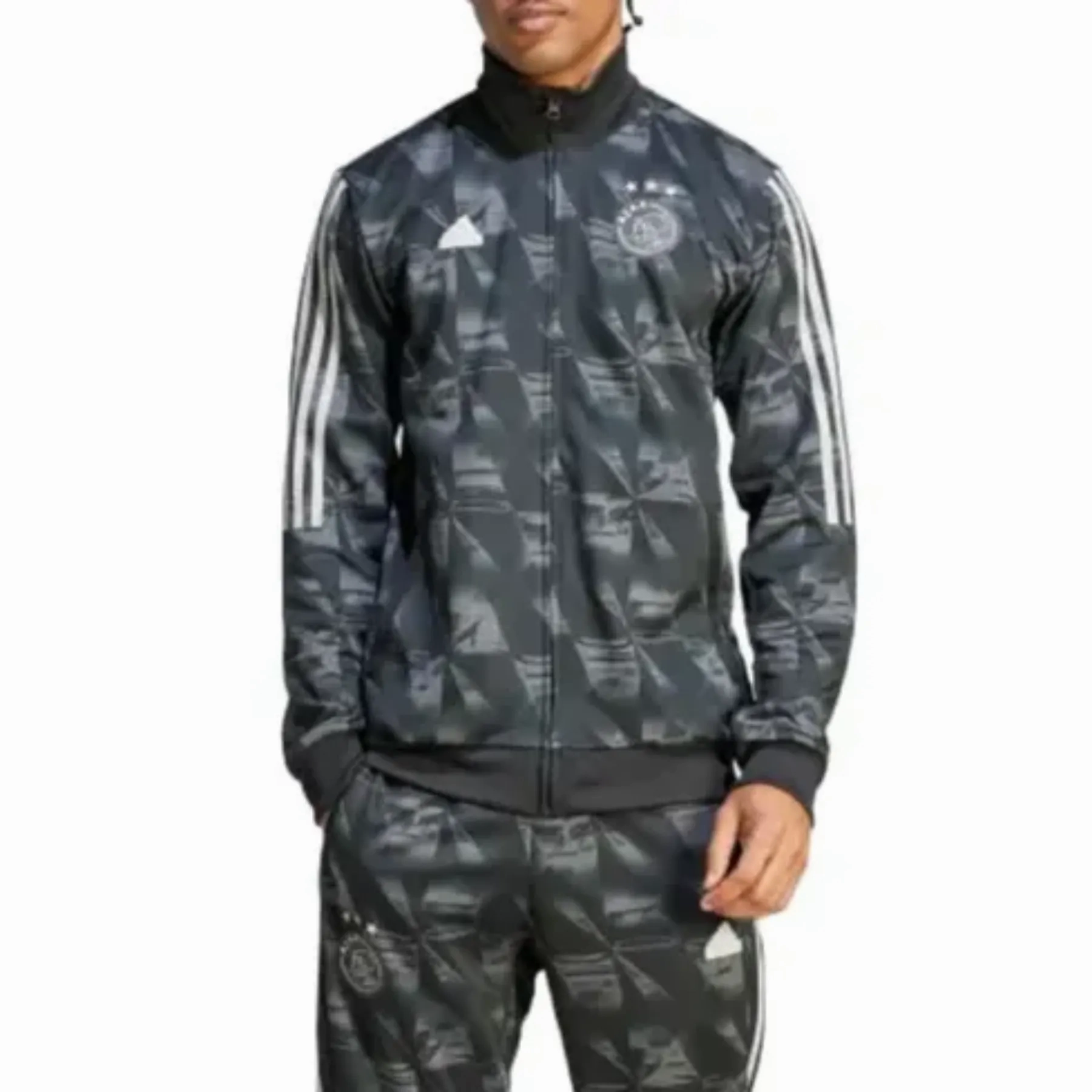 Flexible Waistband WindResistantBarrier Ajax Amsterdam silver training presentation Soccer tracksuit 2023/24 - Adidas
