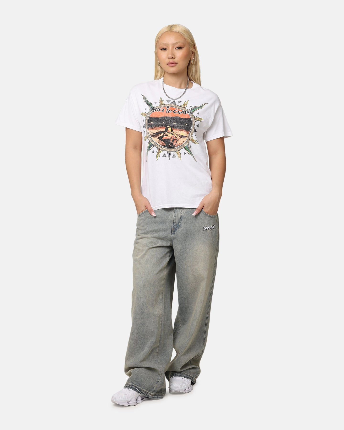 Holiday Casual Casual Comfort Look Alice In Chains Flames Vintage T-Shirt White Vintage