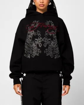 desert Noise Free Material Ed Hardy Rhinestone Dragon Hoodie Black
