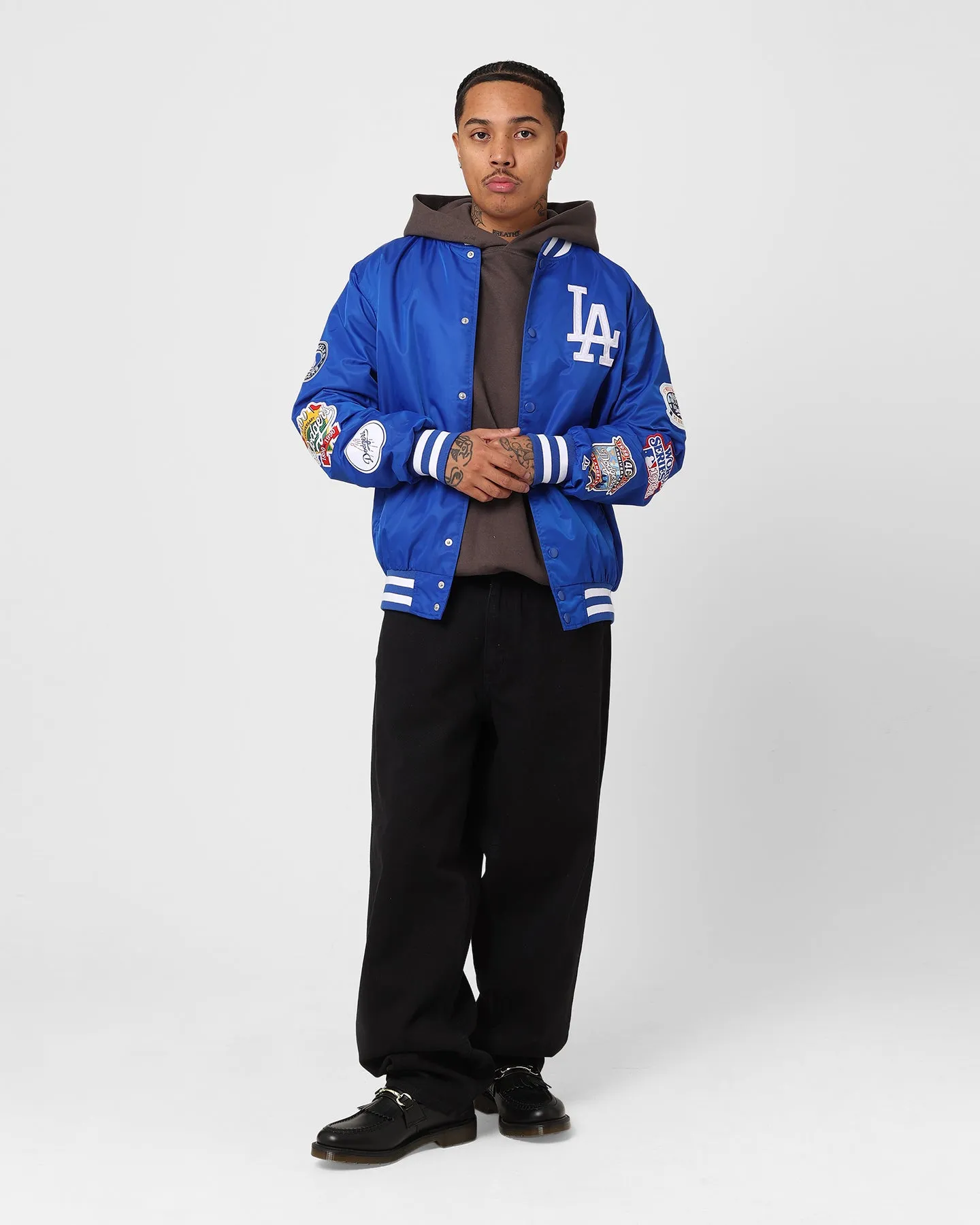 New Era Los Angeles Dodgers Nylon Varsity Jacket Bright Royal Short