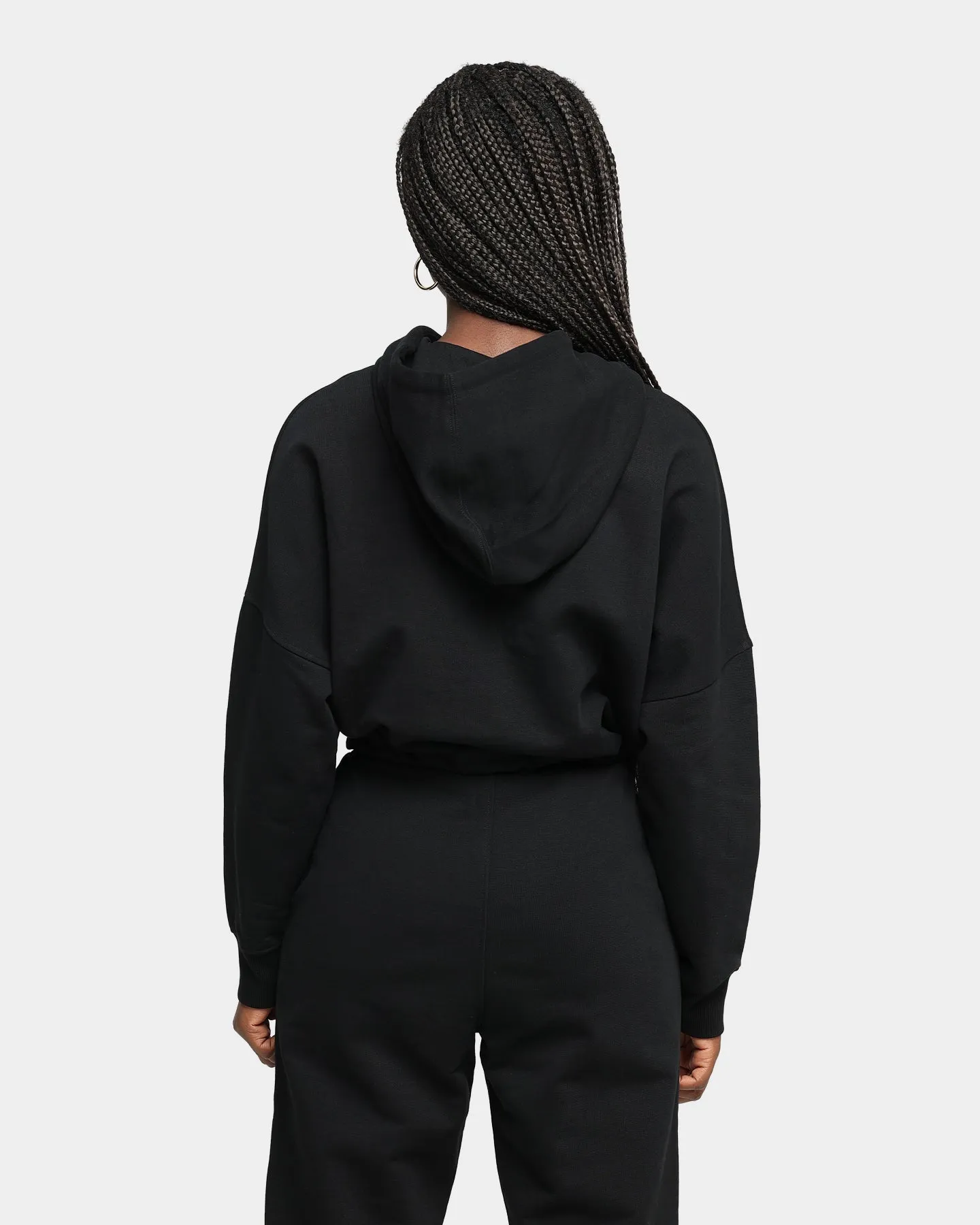 EN ES Women's Social Grace Cropped Hoodie Black Taped Neckline Seams