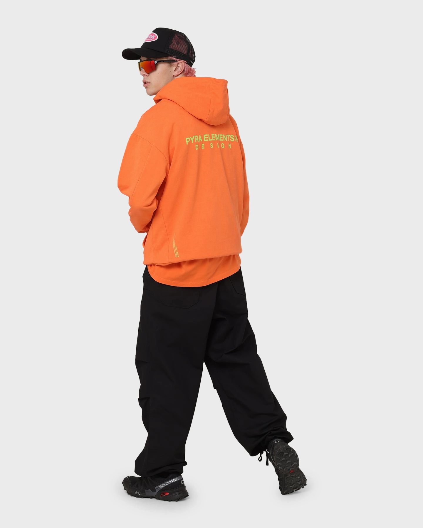 PYRA Design Logo Hoodie Orange Outdoor Shield vintage