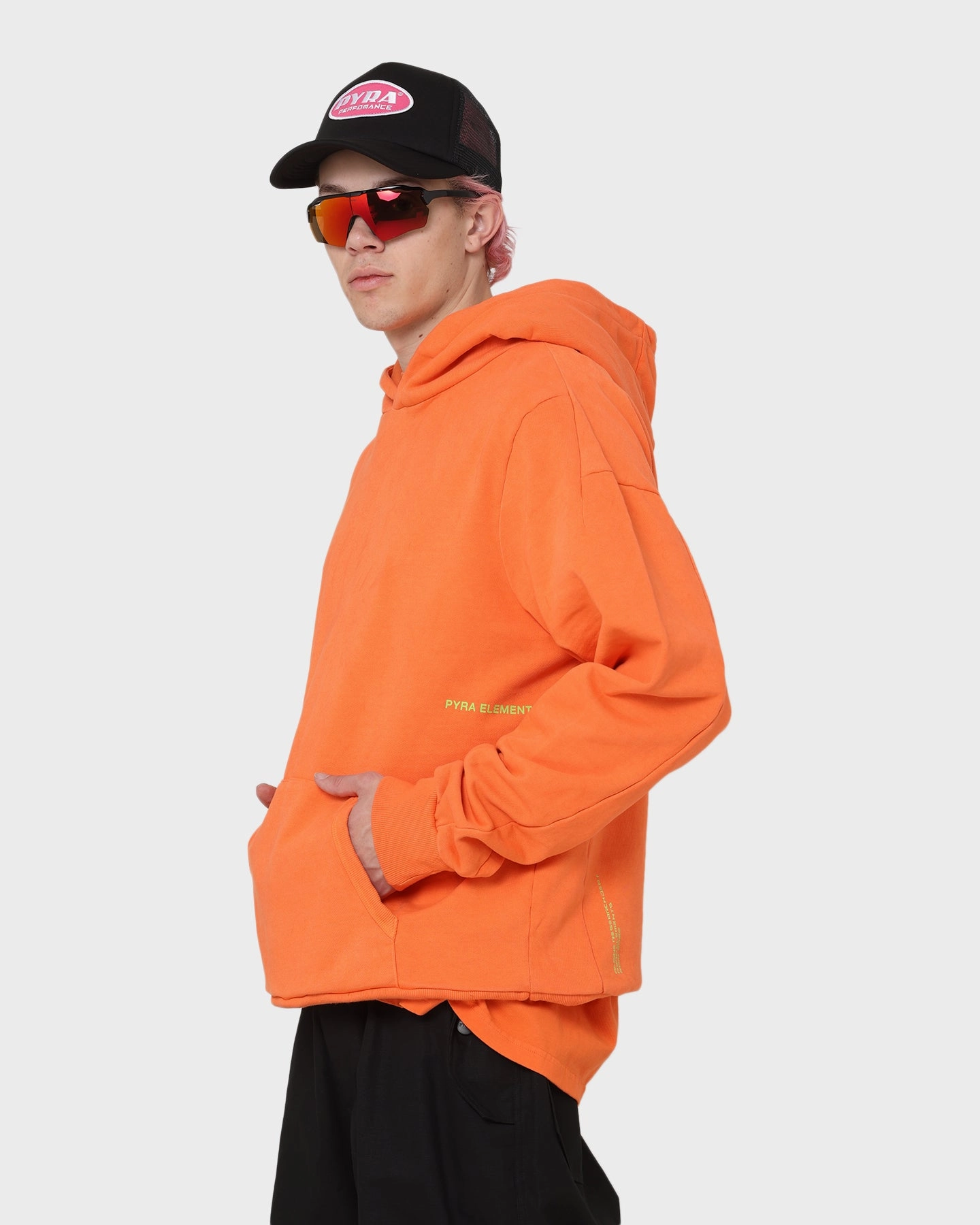Market NonRestrictive Armholes PYRA Design Logo Hoodie Orange