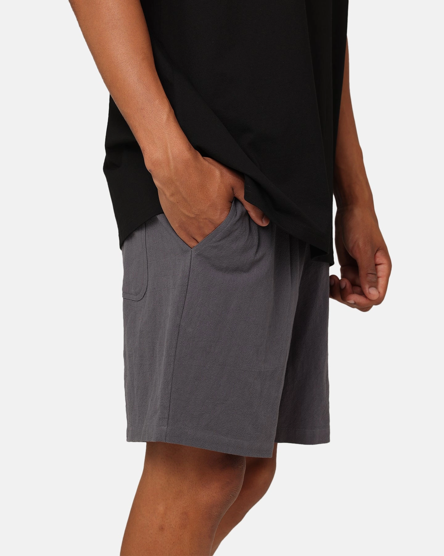 Wrinkle Resistant Treatment Carre Luxe Linen Shorts Grey