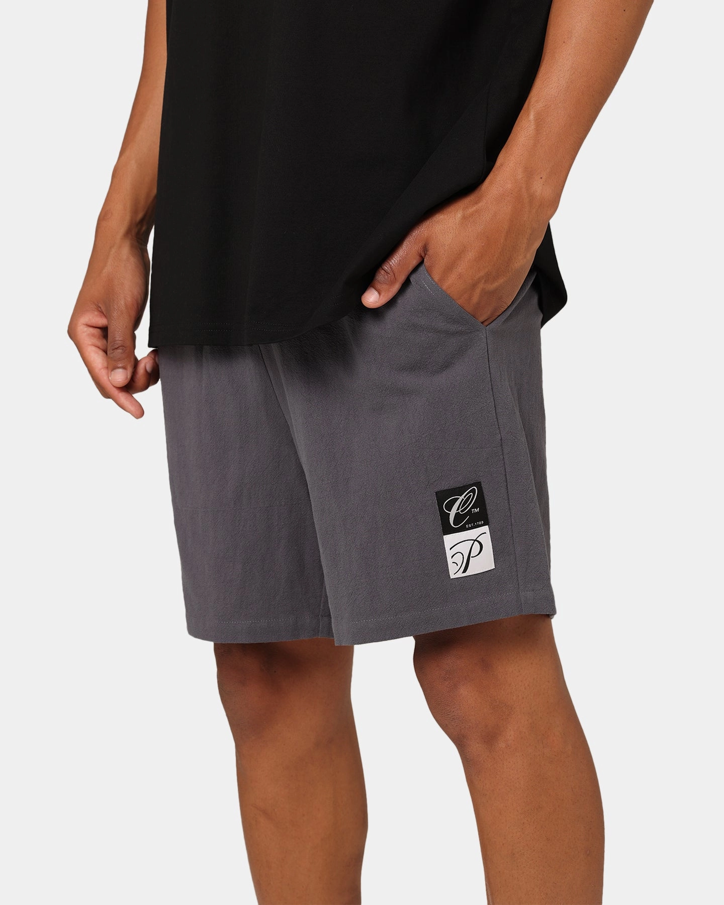 fashion industry Water - repellent Carre Luxe Linen Shorts Grey