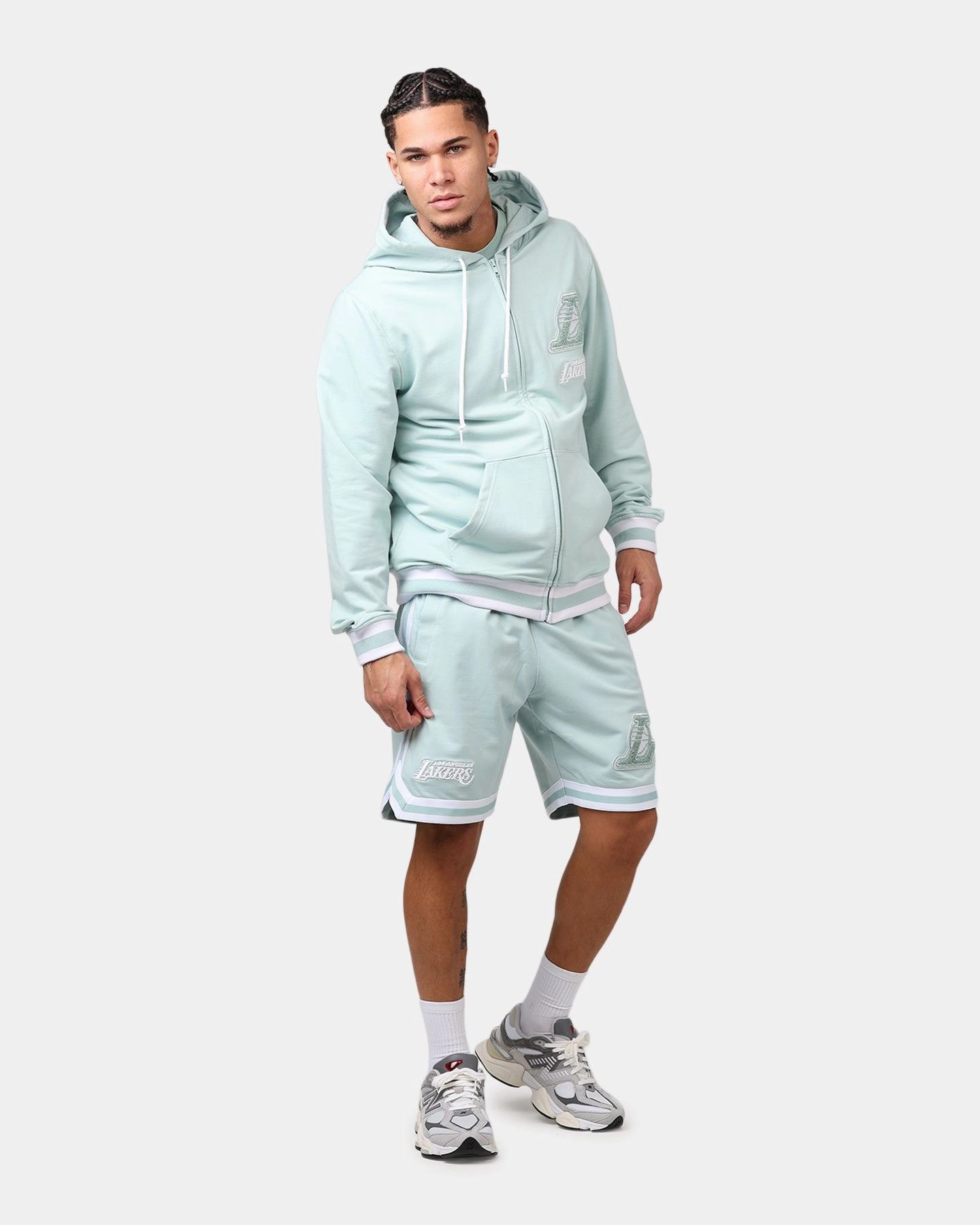 New Era Los Angeles Lakers 'Logo Select Mint' Shorts Mint/White Stretchy Hemline