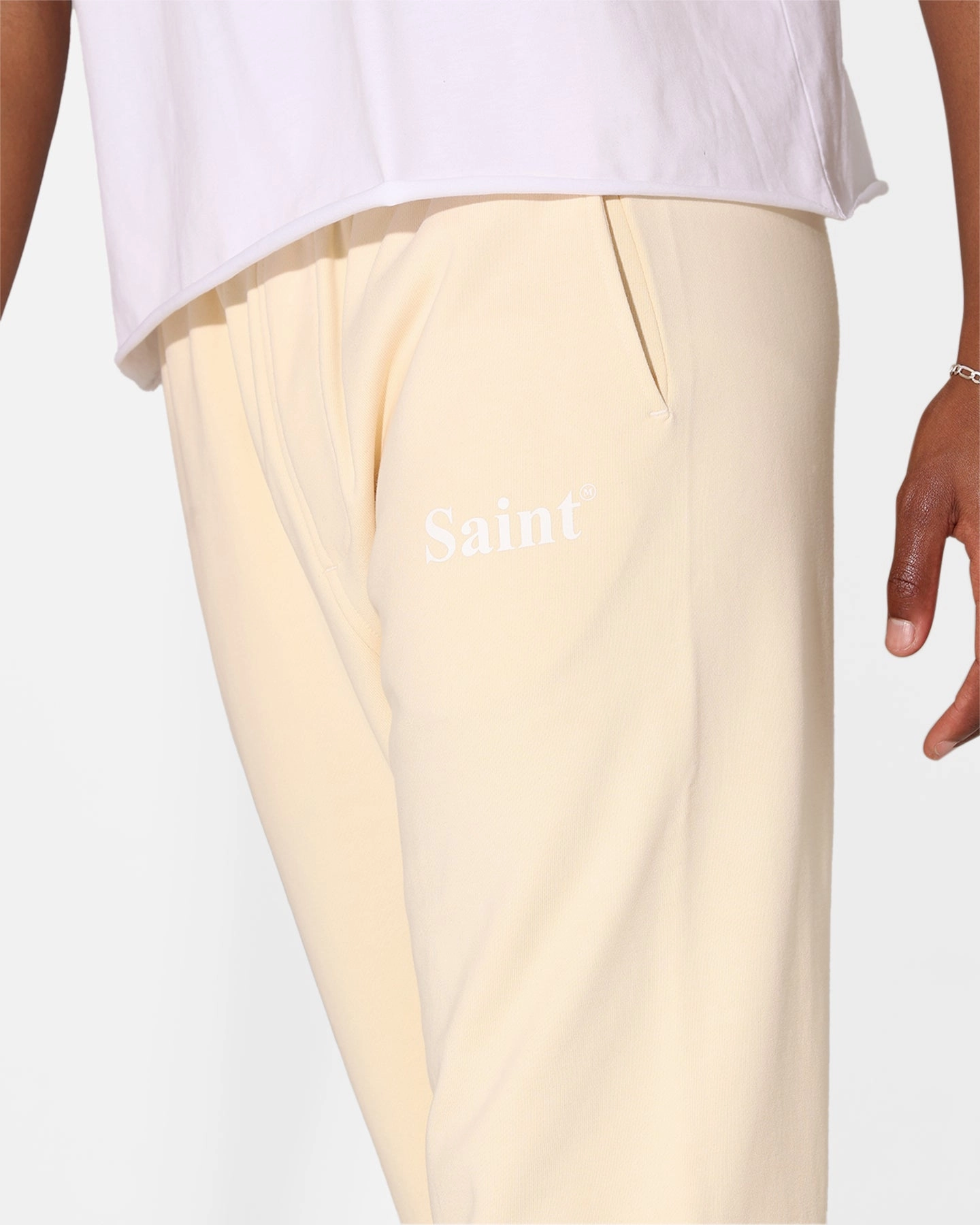 Saint Morta Classique Sweatpants Off White Basic Stretch Low Profile Fasteners