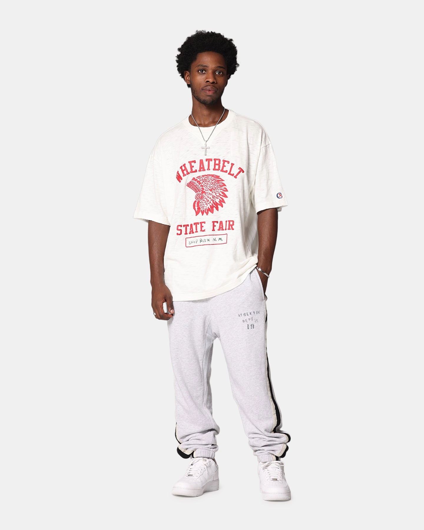 Champion 50's P.E Warm Up Sweatpants Oatmeal Heather NonSlipInnerGrip