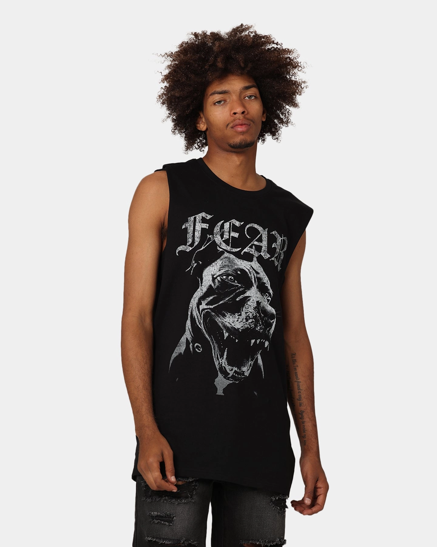 Sporty and Stylish Reinforced Shoulder Seams Saint Morta Fear Muscle T-Shirt Black/White