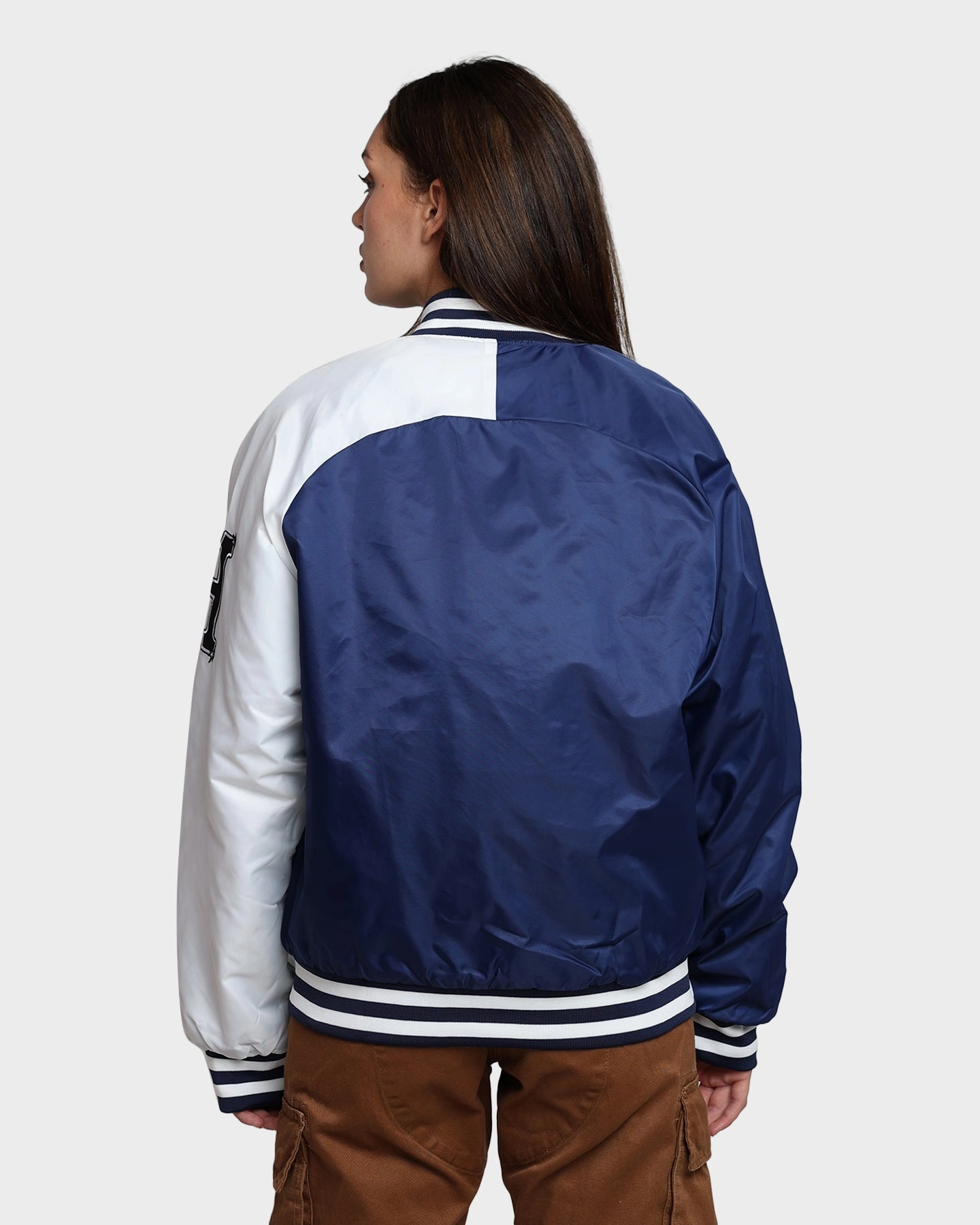 HUF Satin Baseball Jacket Navy Infatuation Recharge