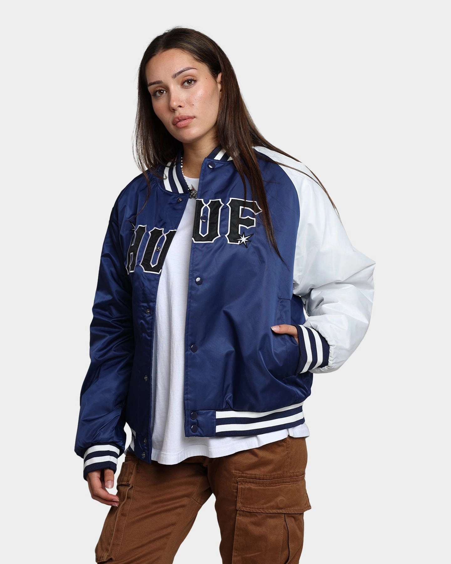 Compromise HUF Satin Baseball Jacket Navy