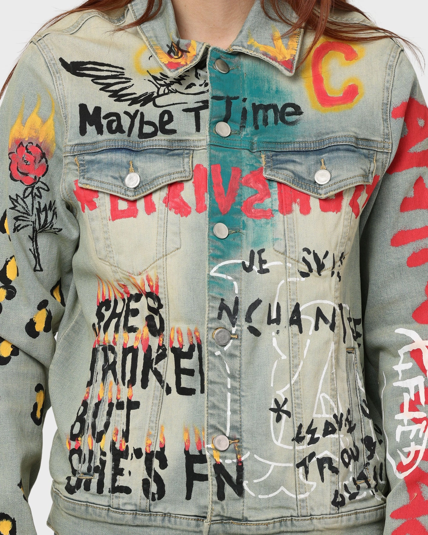 Reflective Trim QuiltedPattern Lifted Anchors Detention Denim Jacket Blue