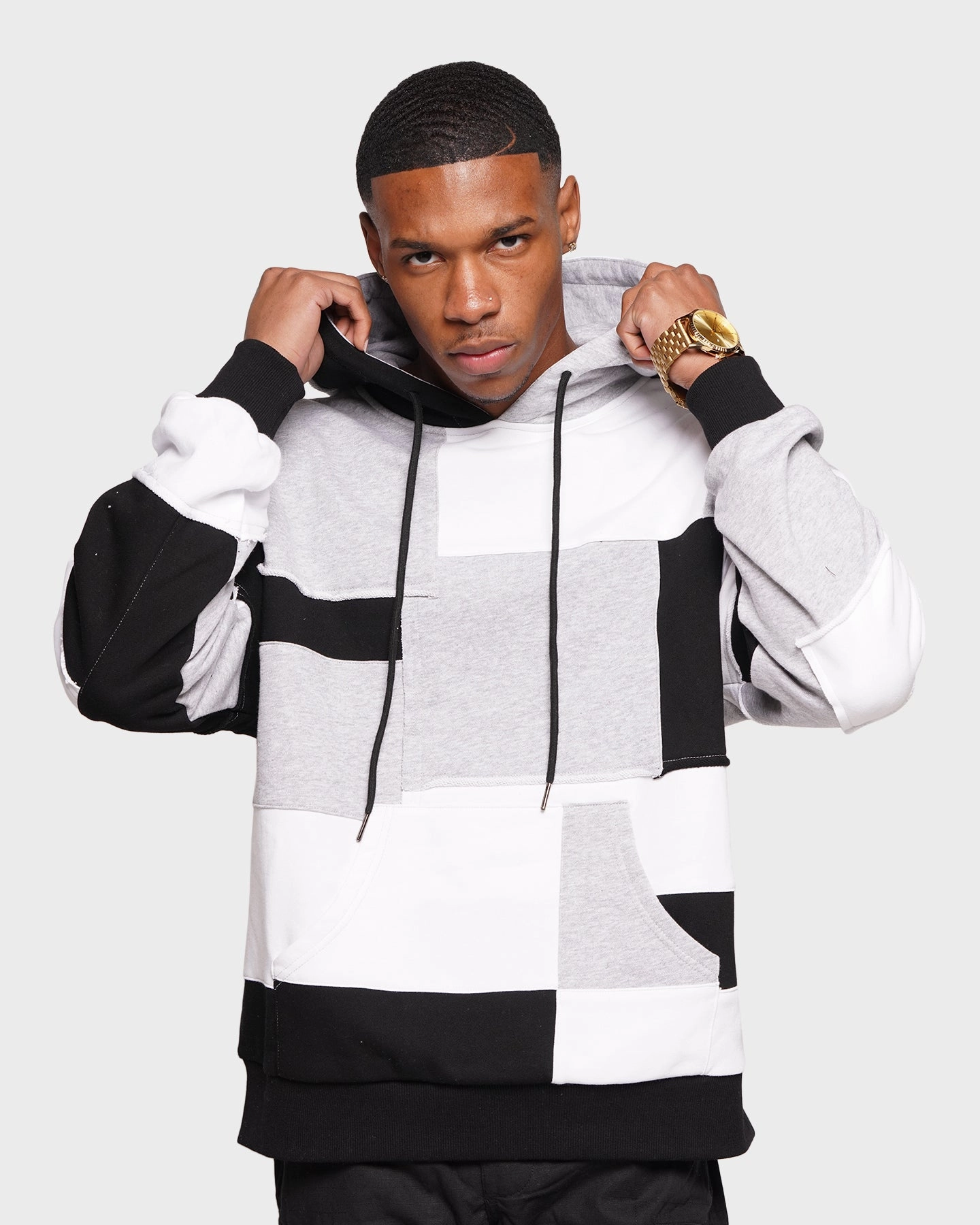 Interchangeable Collar System XXIII Jansen Monotone Hoodie Black/White