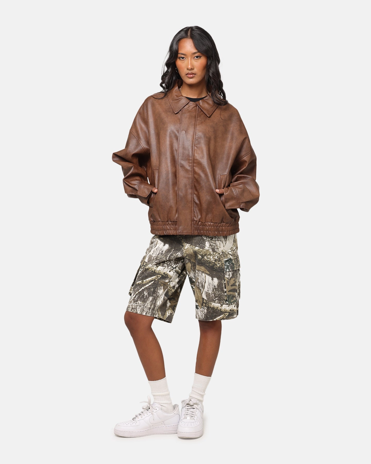 Travel Layer XXIII Vegan Leather Flight Jacket Brown