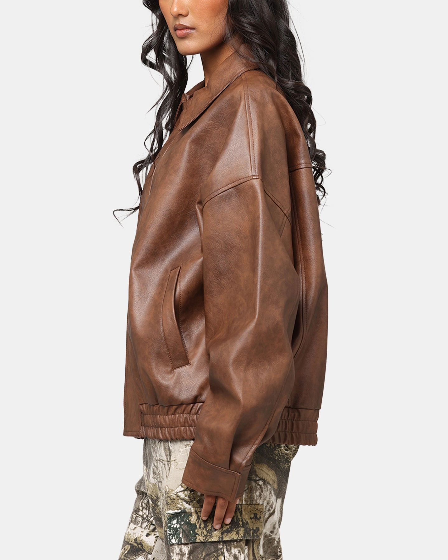 XXIII Vegan Leather Flight Jacket Brown Thermoregulating Insulation Dispute