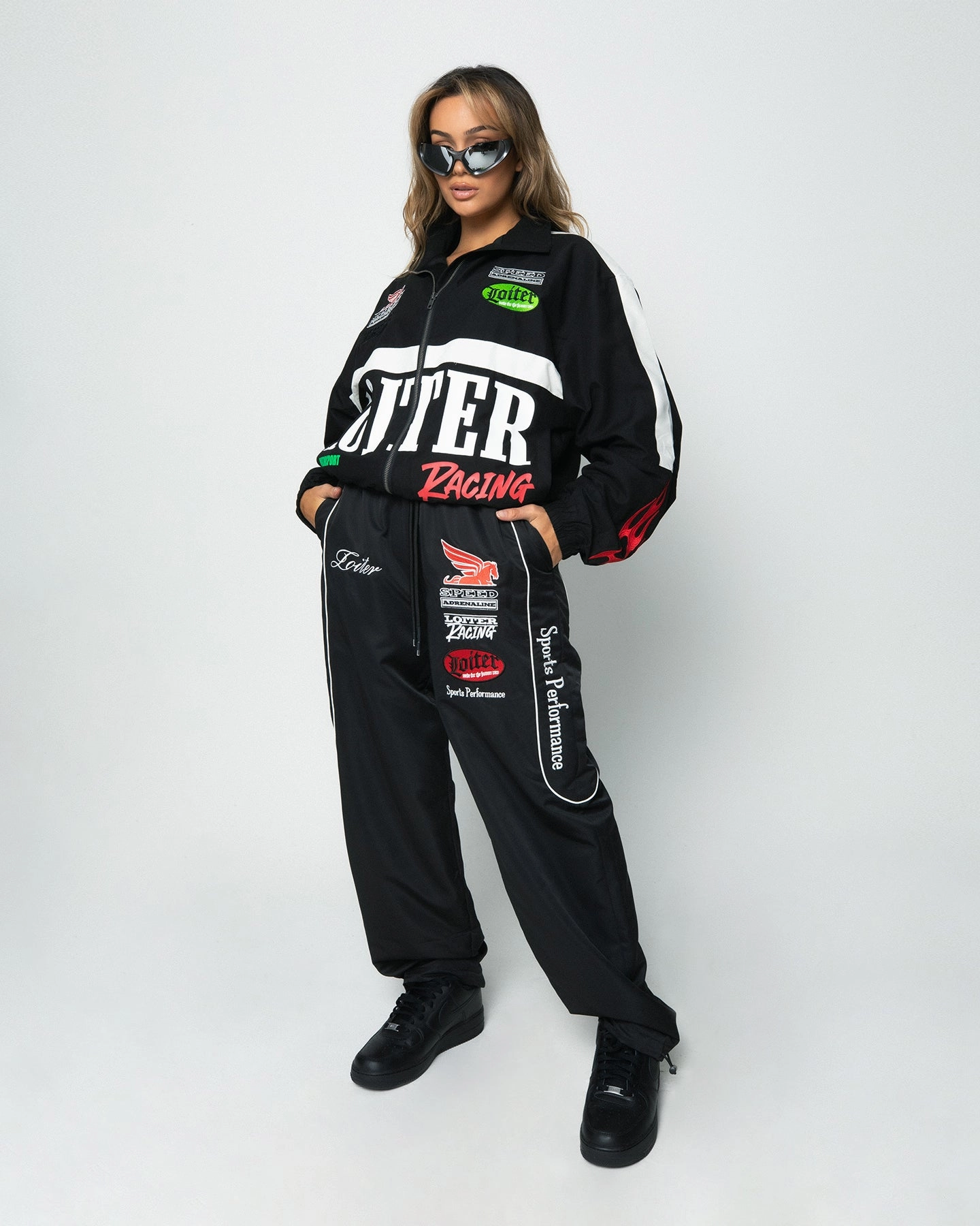 Loiter Speedway Windbreaker Jacket Black Lightweight Padding Streetwear Fashion