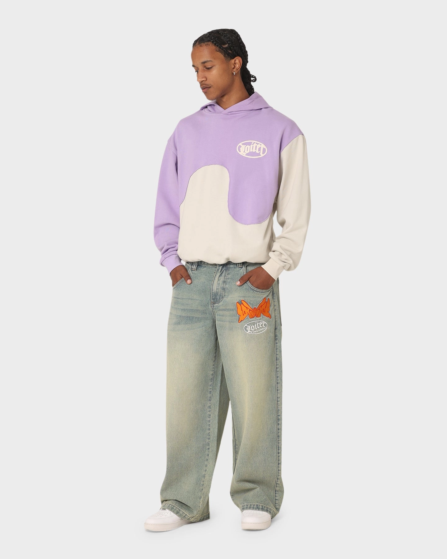 Machine washable Loiter Palette Hoodie Purple/Grey