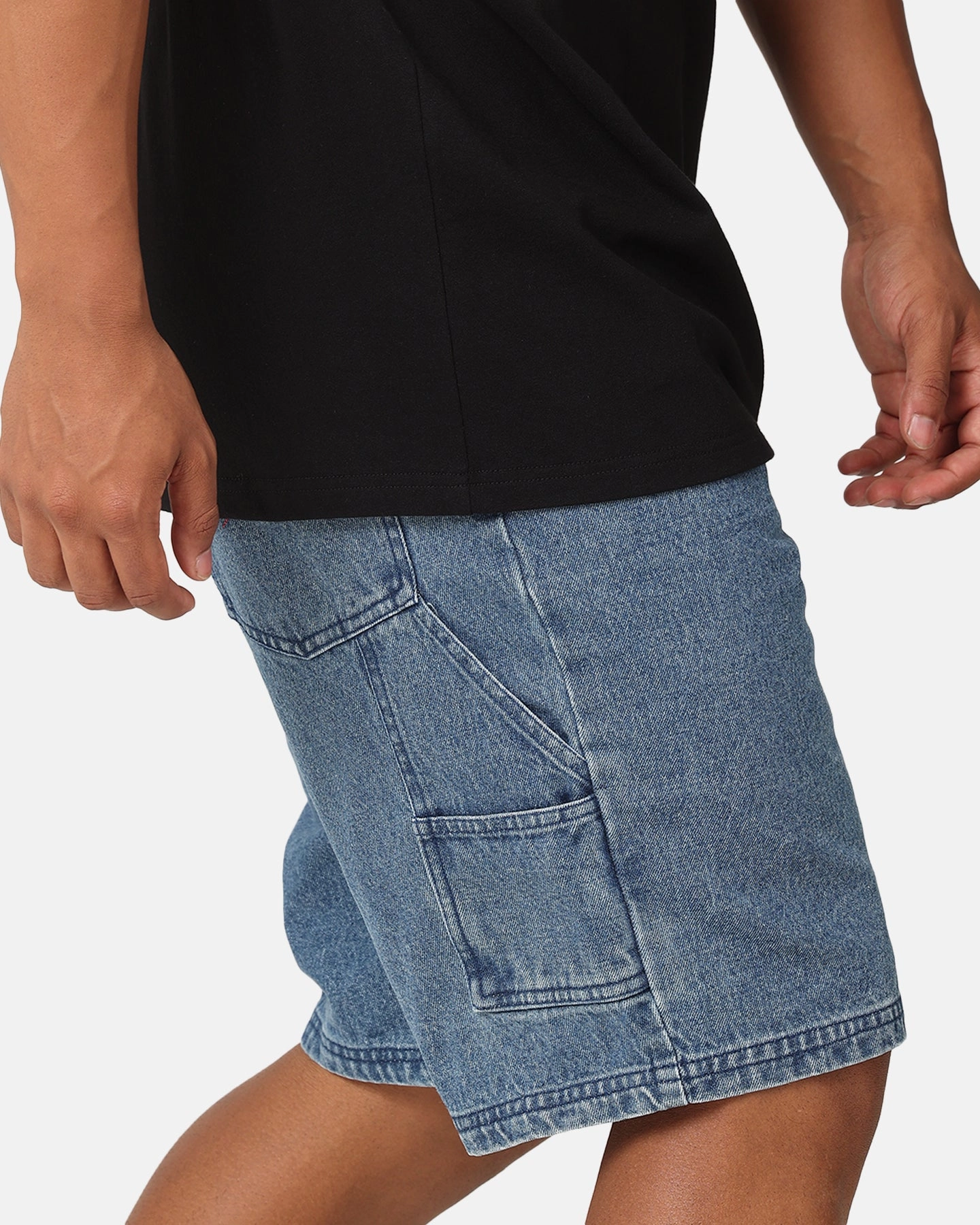Reinforced Stress Points Carre Carpenter Jorts Mid Blue Denim