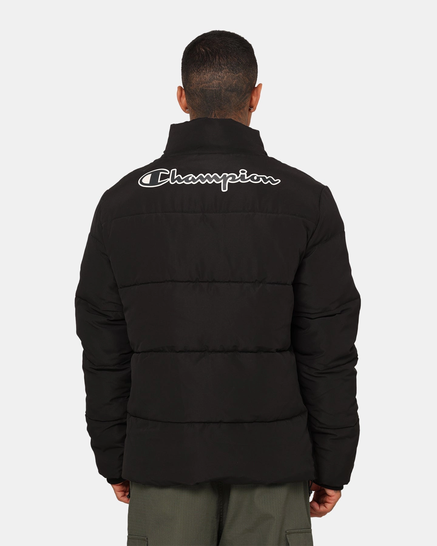 Champion Rochester Tape Puffer Jacket Black Performance Jacket Versatile Wear