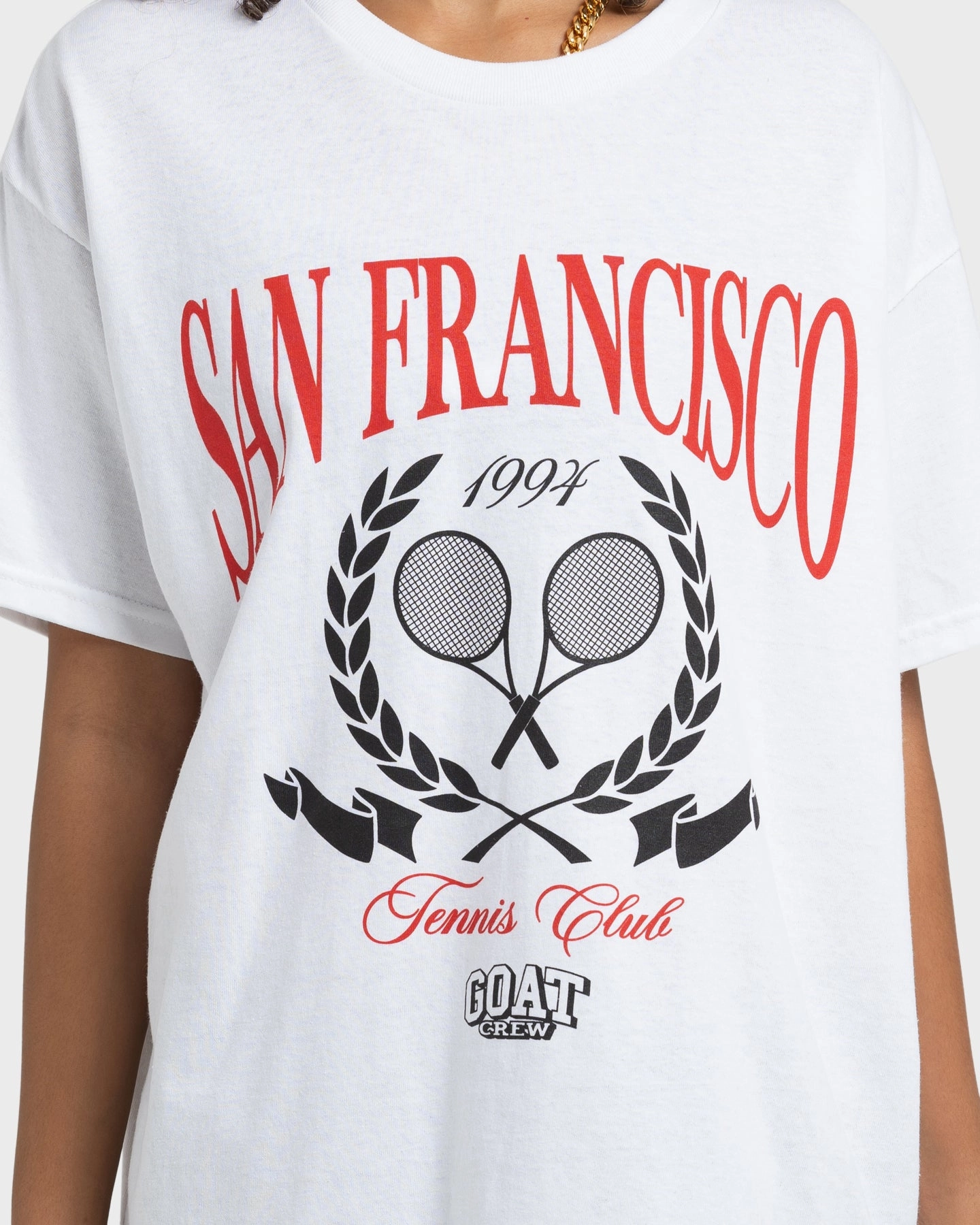 Yoga flexibility FlexibleCollarOptions Goat Crew Tennis Club T-Shirt White