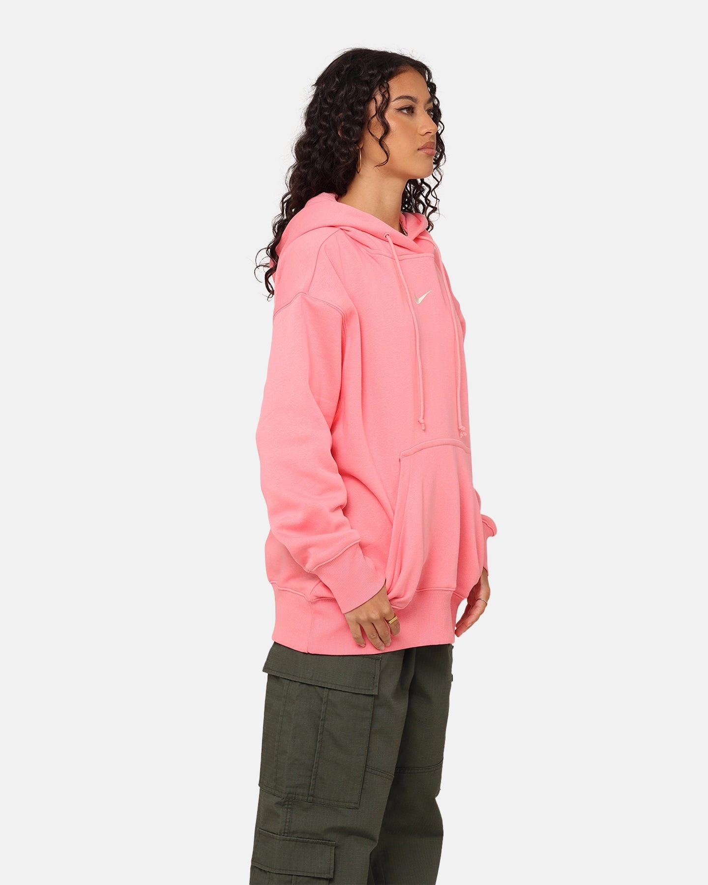 Four Way Stretch Fabric Nike Women's Sportswear Phoenix Fleece Oversized Pullover Hoodie Coral Chalk/Sail