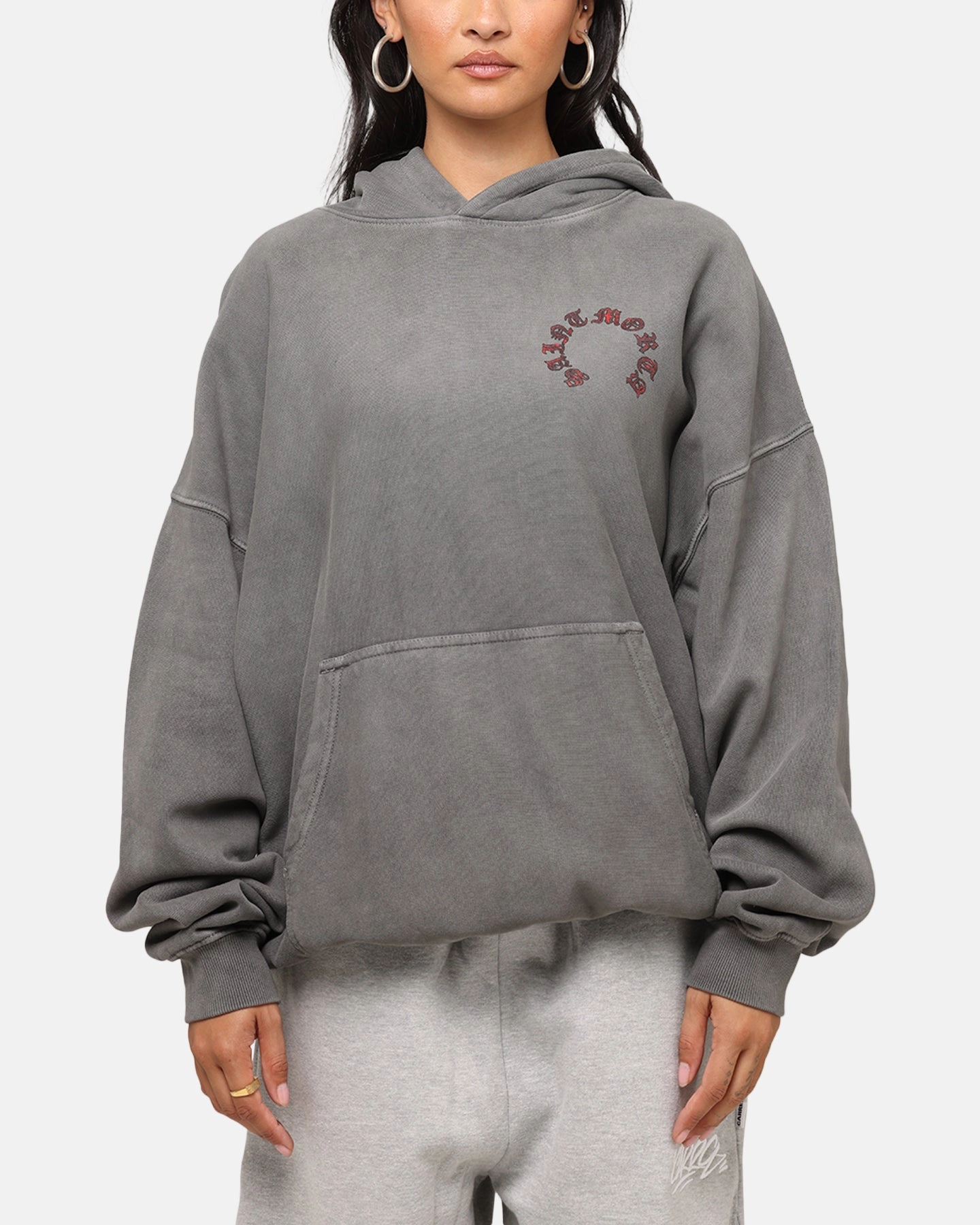 Saint Morta Worldwide Boxy Hoodie Washed Charcoal Luxury