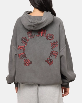 YKK Zipper Hardware Card Saint Morta Worldwide Boxy Hoodie Washed Charcoal