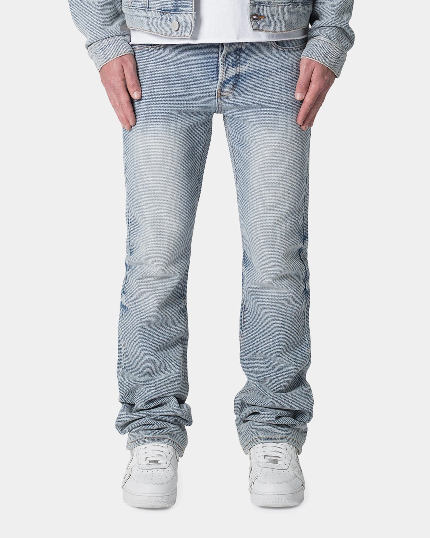 Street Inspired Neutral Outfit Piece MNML B575 Flare Denim Jeans Blue