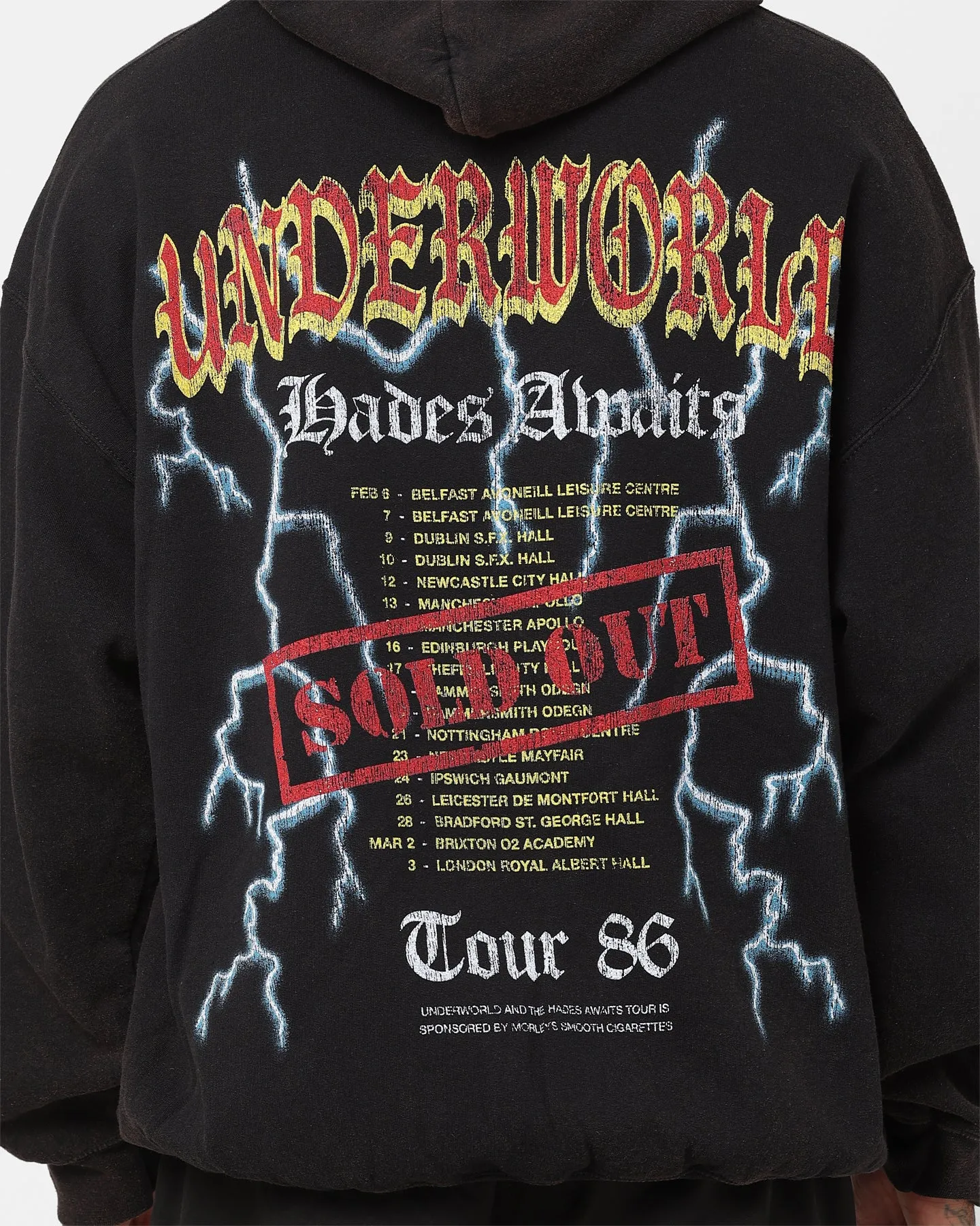 American Thrift Underworld Tour Hoodie Black Wash Compact Packable Design Position