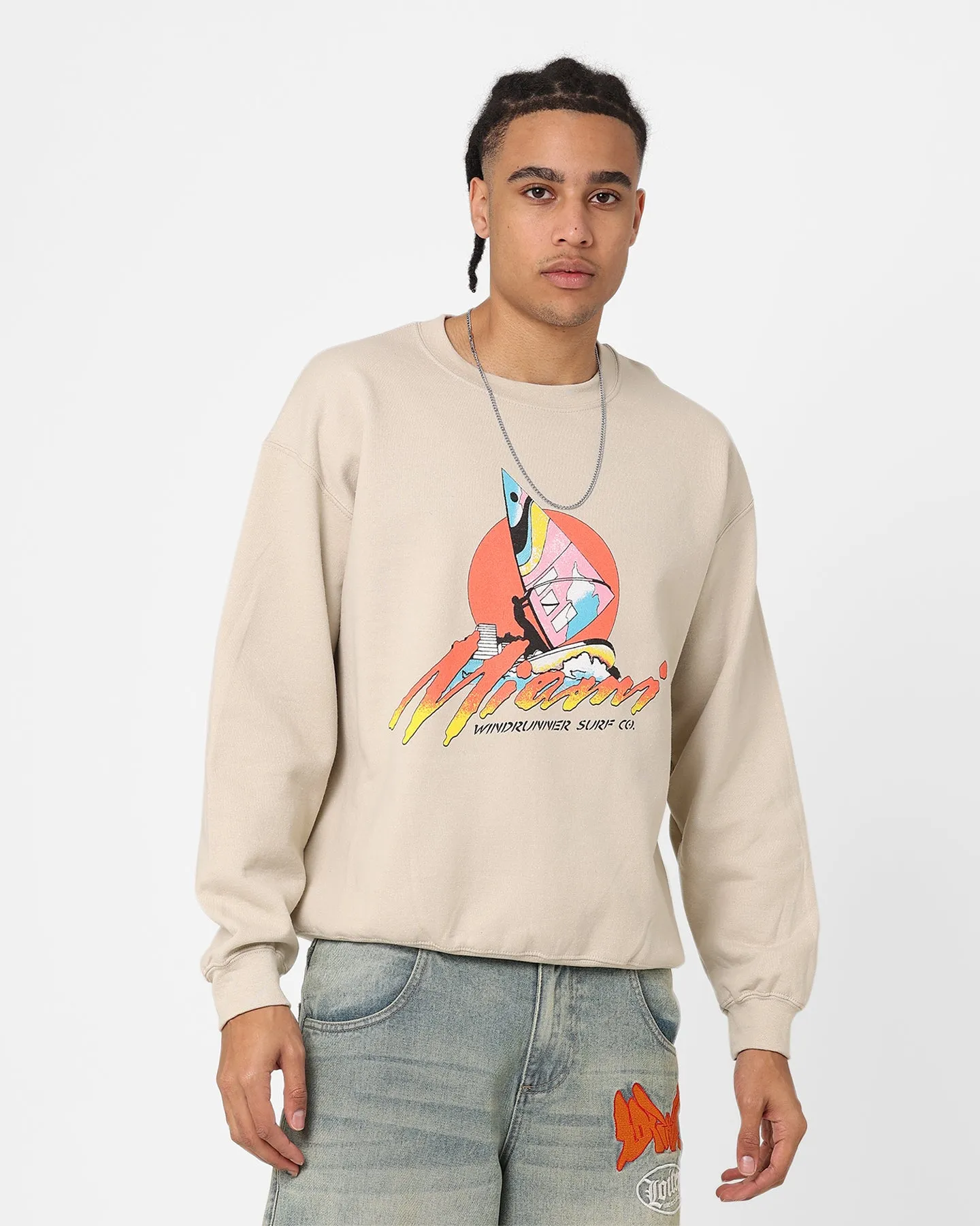 low quality Durable Shield American Thrift Windrunners Surf Co Crewneck Sand