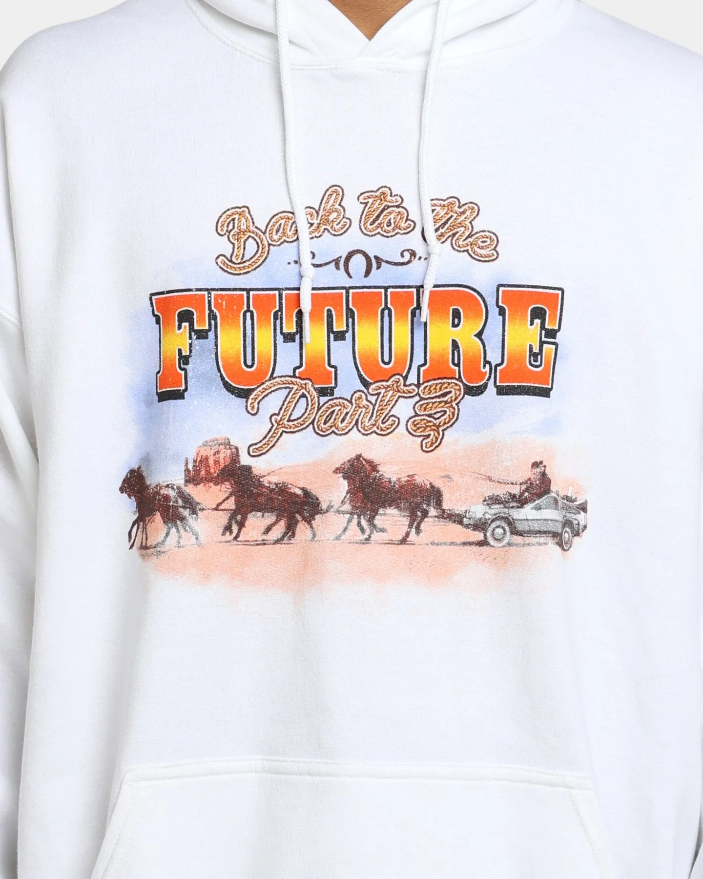American Thrift X Back To The Future Back To The Future 3 Hoodie White Threat Stretchable