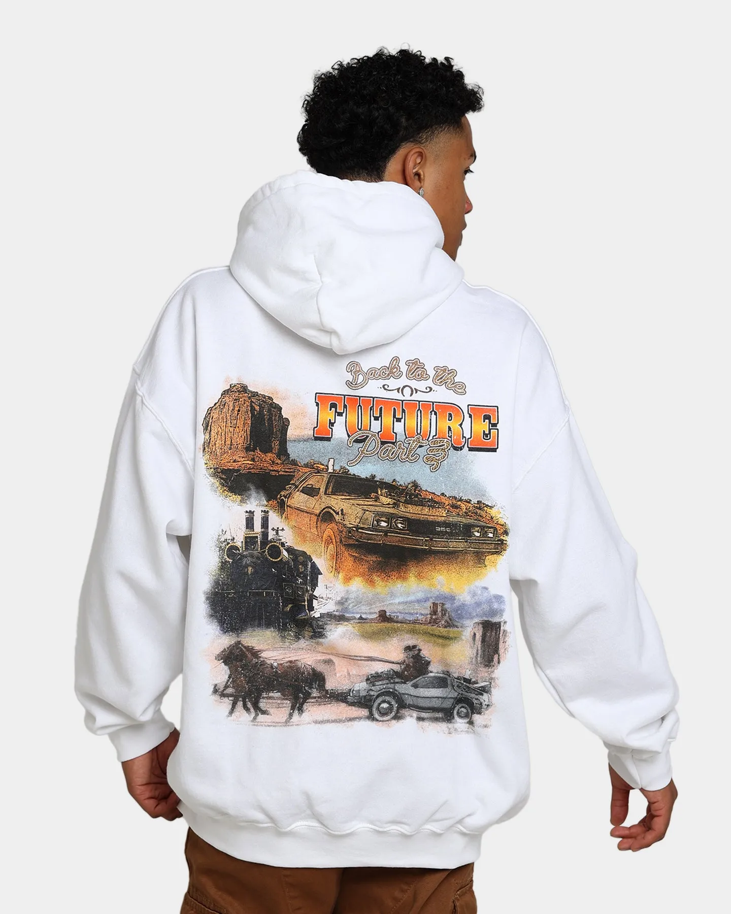 American Thrift X Back To The Future Back To The Future 3 Hoodie White Envision PreShrunk Cotton Blend