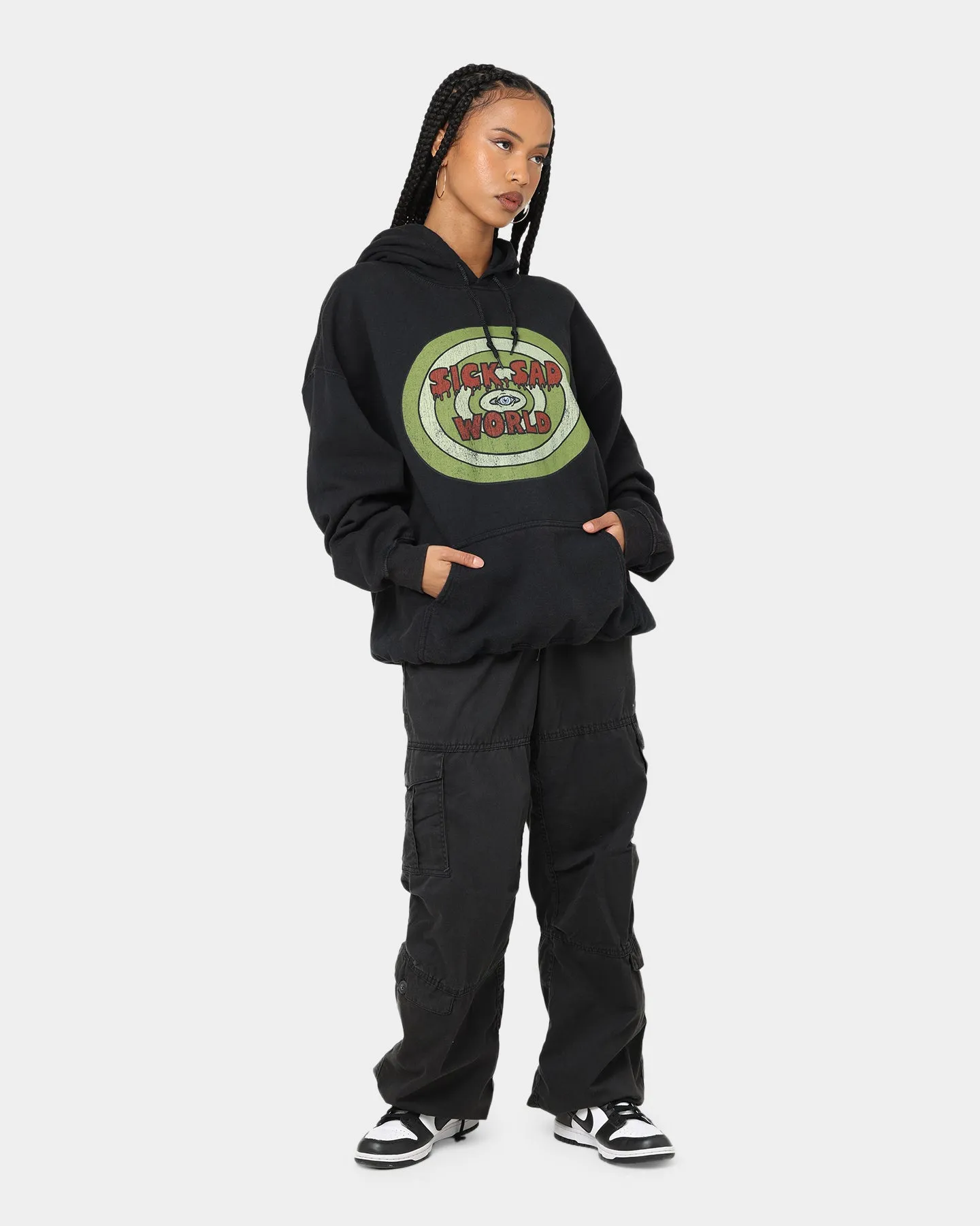 Seasonal Wear American Thrift X Daria Sick Sad World Vintage Hoodie Black Wash