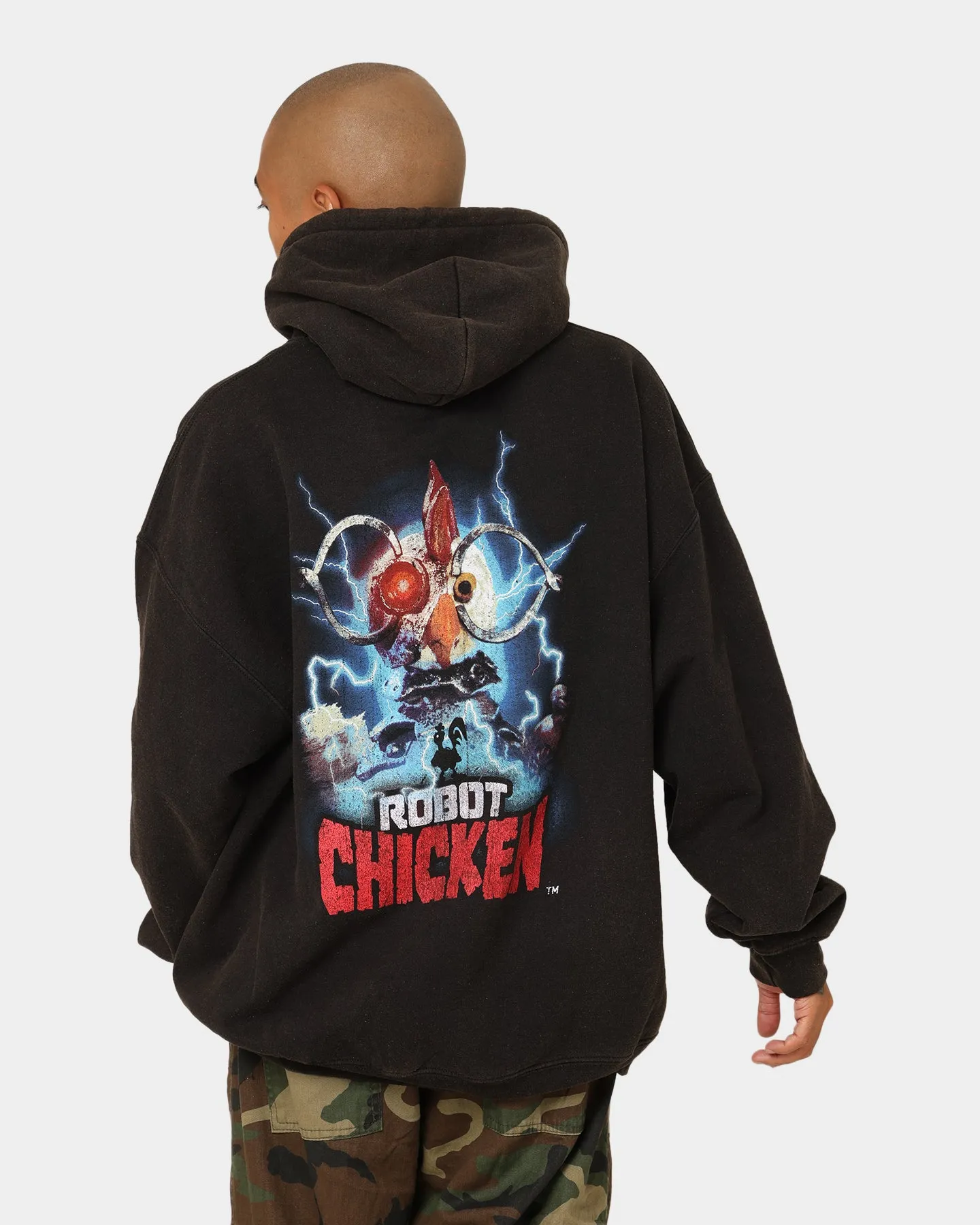American Thrift X Robot Chicken Robot Chicken Vintage Hoodie Black Wash Visa