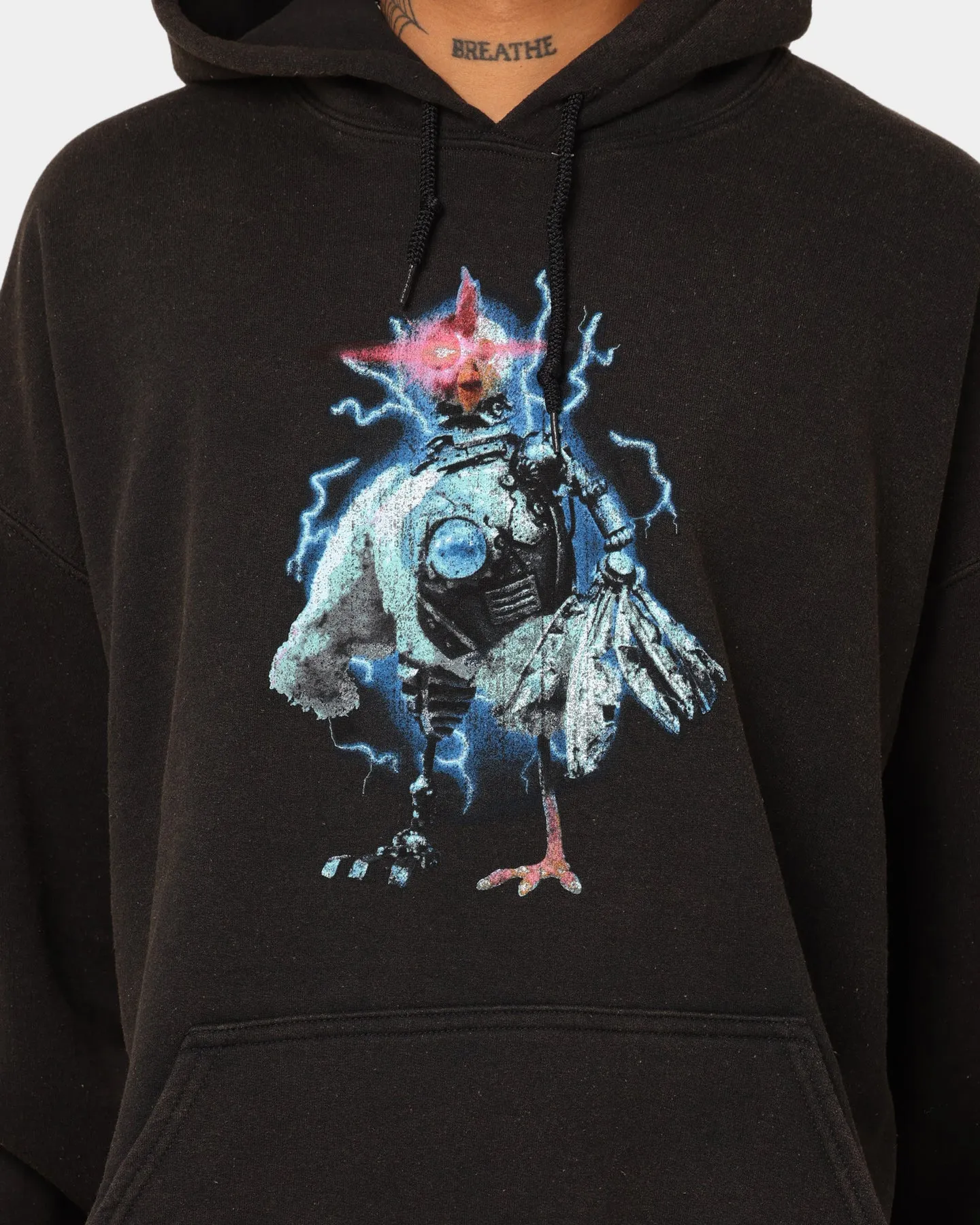 American Thrift X Robot Chicken Robot Chicken Vintage Hoodie Black Wash Leather