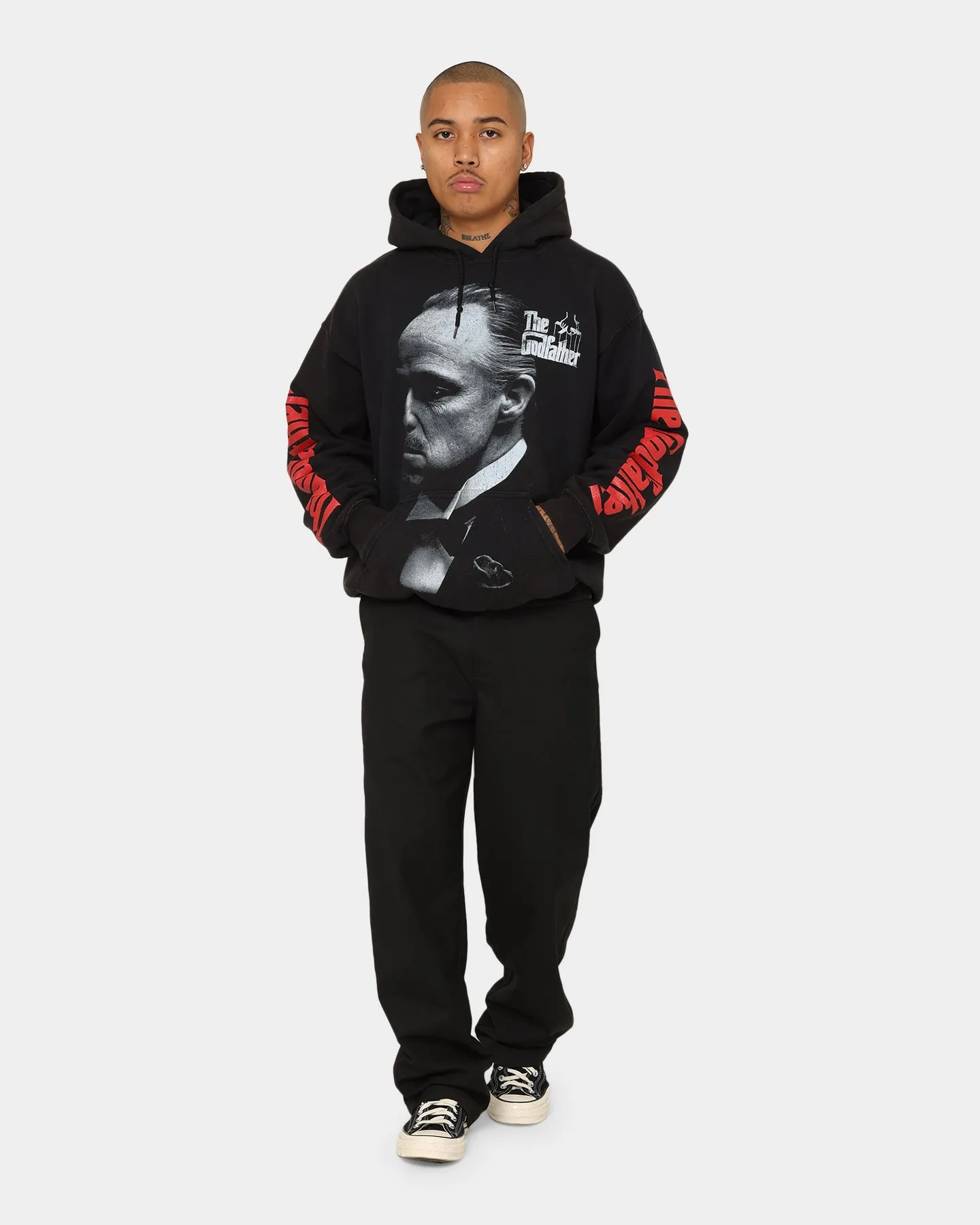 Emblem Double Layer Closure American Thrift X The Godfather The Godfather Vintage Hoodie Black Wash