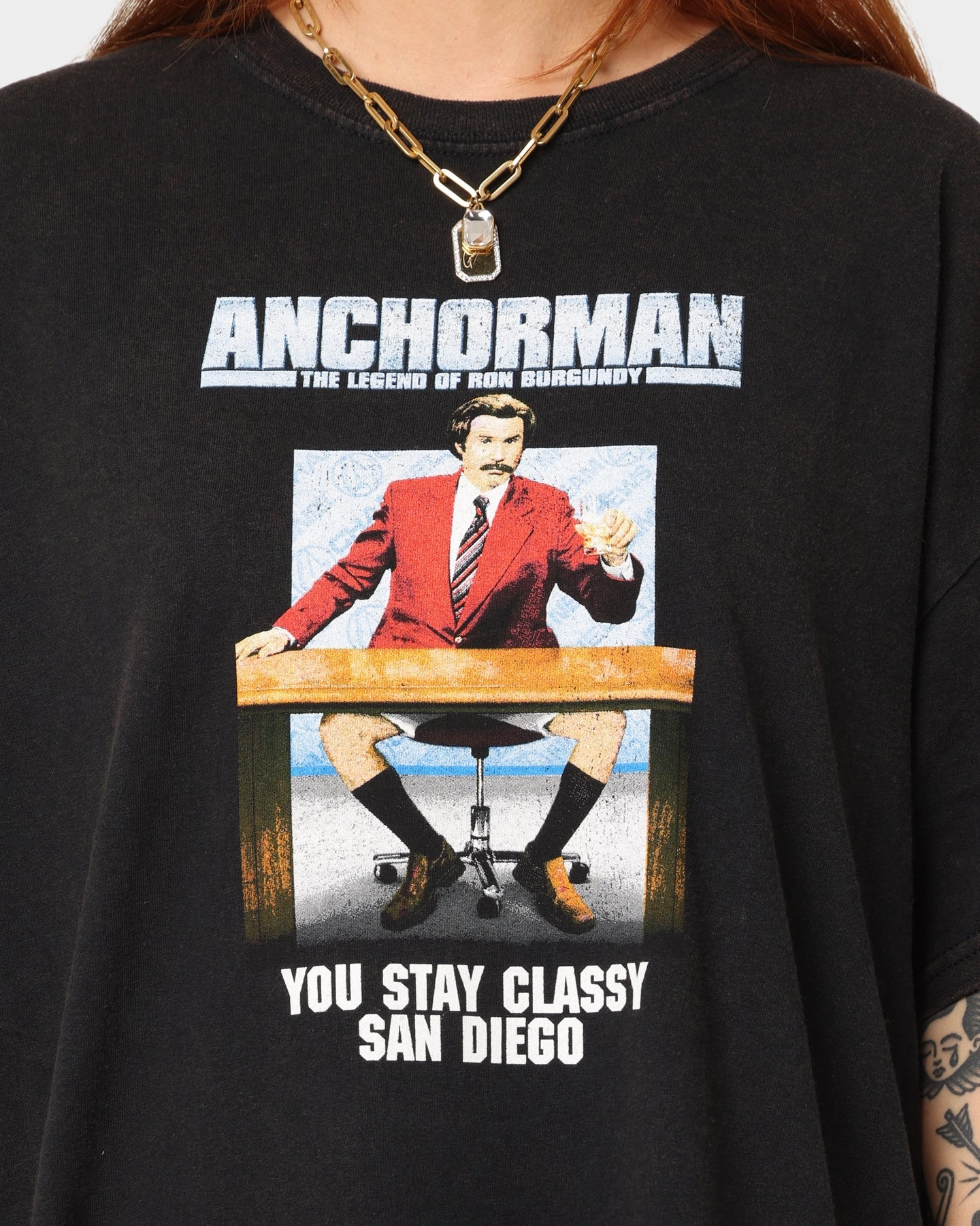 Comfortable Look American Thrift American Thrift X Anchorman Anchorman T-Shirt Black Wash