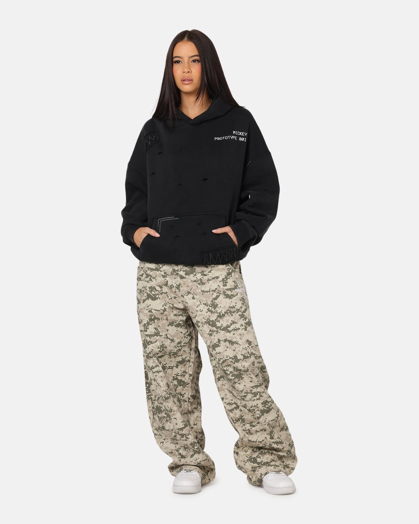 American Thrift Disney Mickey Prototype 001 Hoodie Black Flexible Fabric Button up pockets