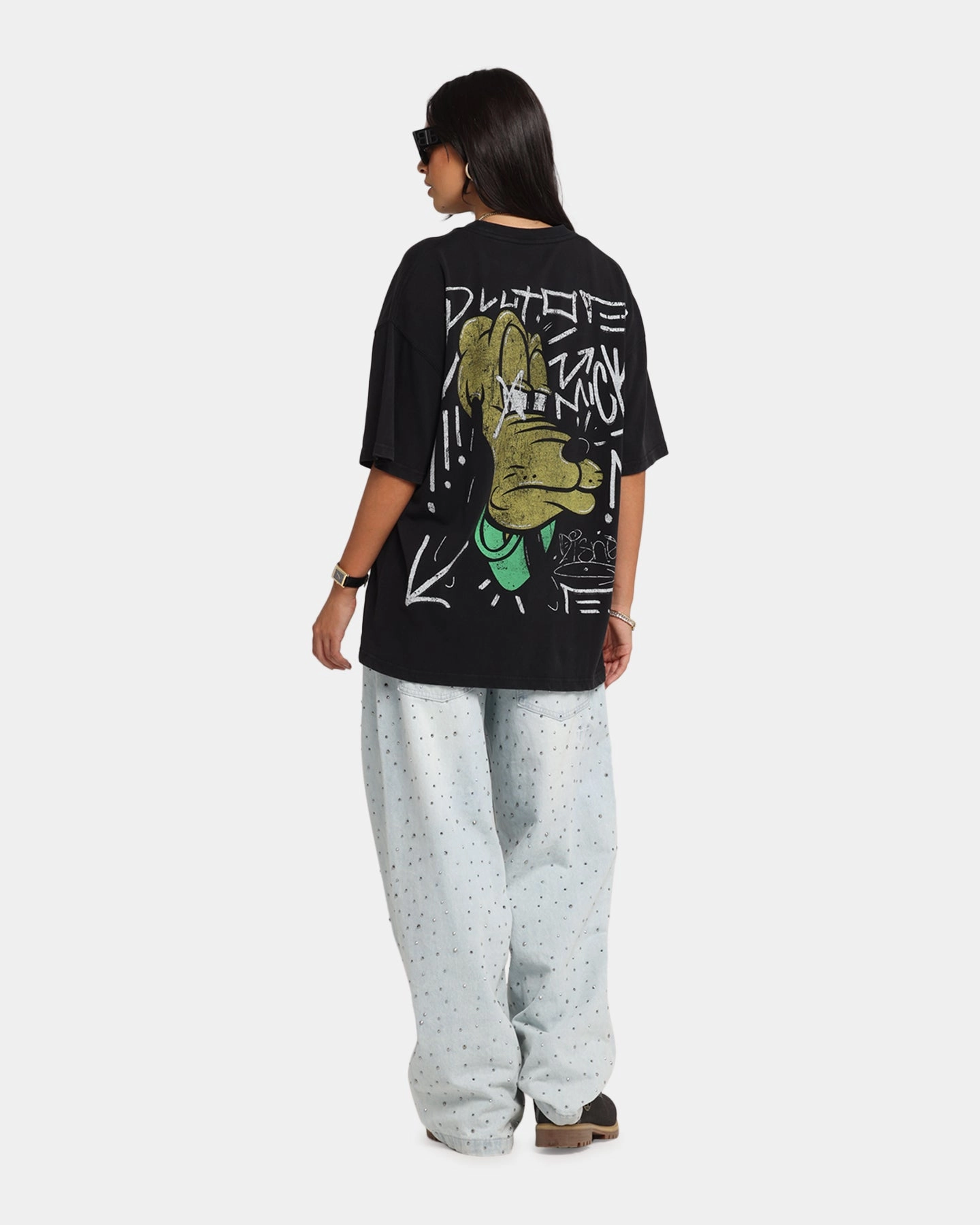 American Thrift Disney Pluto T-Shirt Black Street Style Trend Fresh Comfort Style