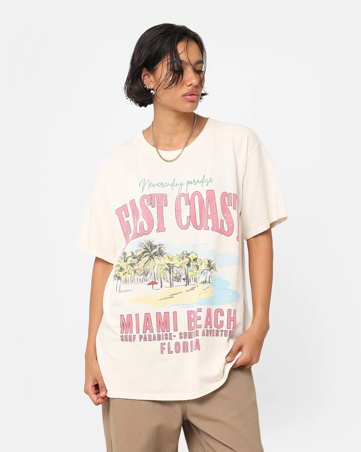 American Thrift Miami Beach Vintage T-Shirt Off White Limited Edition Multi Purpose Wear