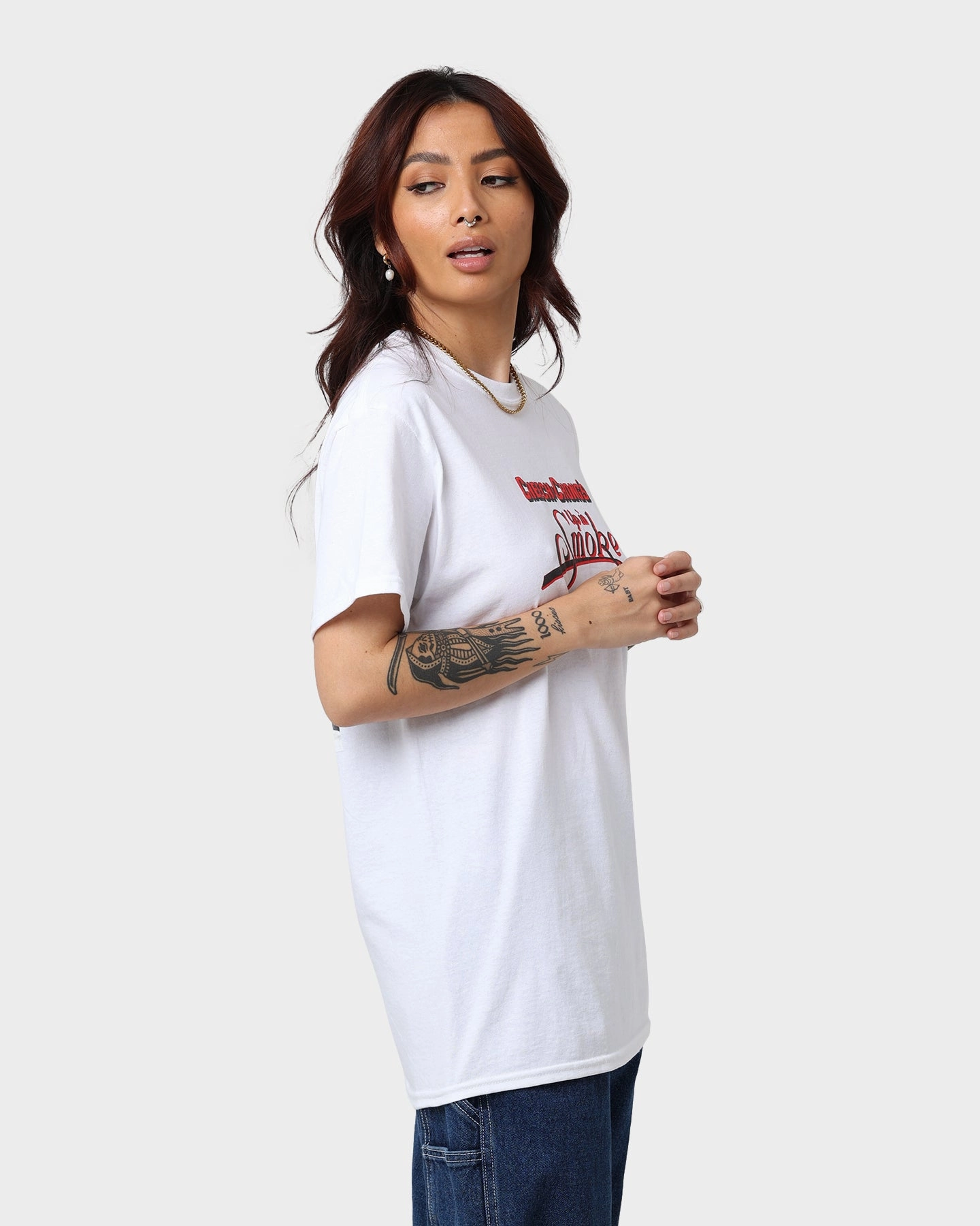 Versatile and Comfortable High-End Quality American Thrift X 420 Up In Smoke T-Shirt White