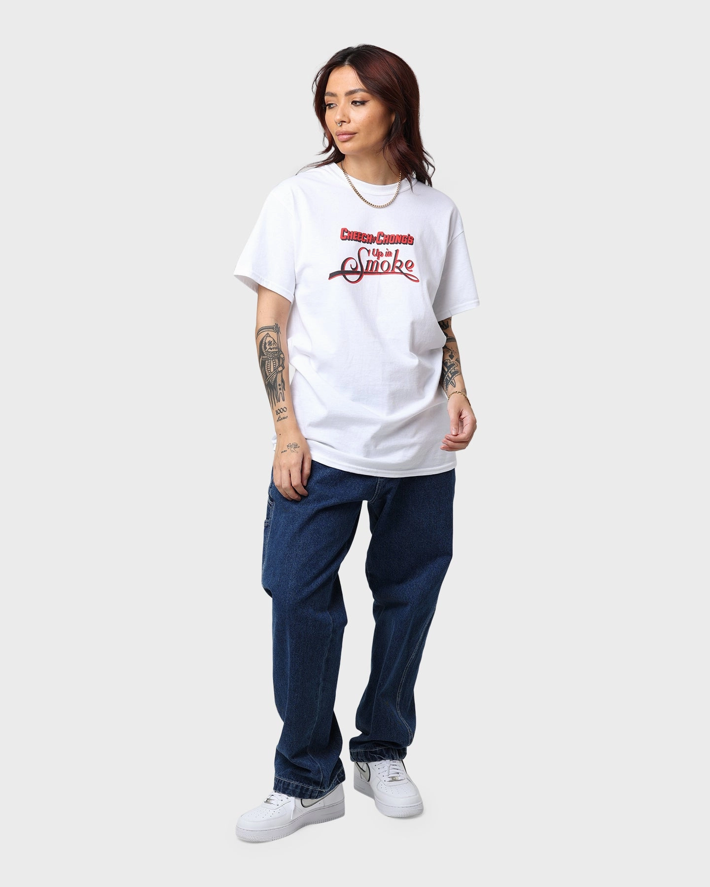 Layering Fashion Workout American Thrift X 420 Up In Smoke T-Shirt White