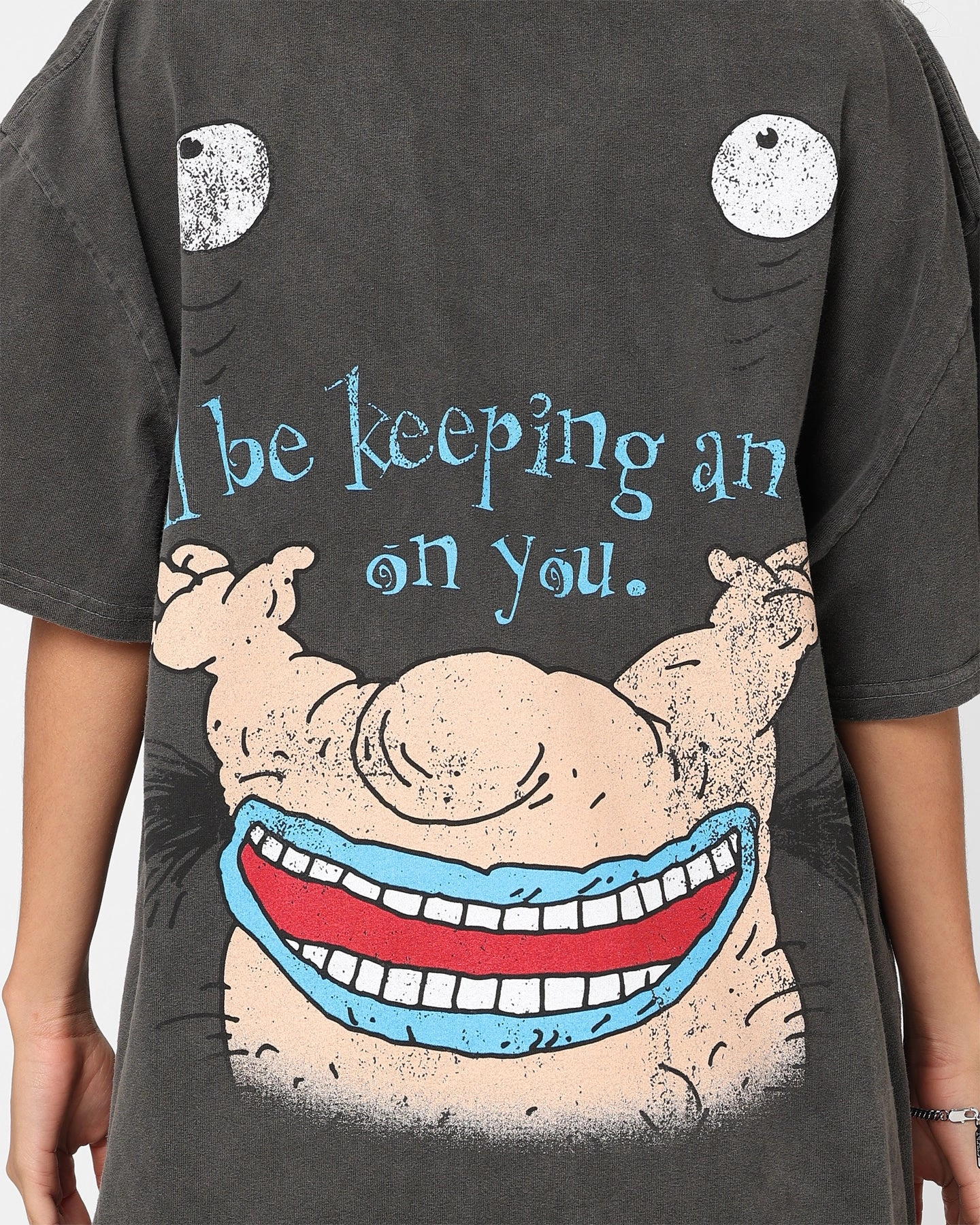 Active Look Comfy Wear American Thrift X Aaahh!!! Real Monsters Krum Heavyweight Vintage T-Shirt Black Wash