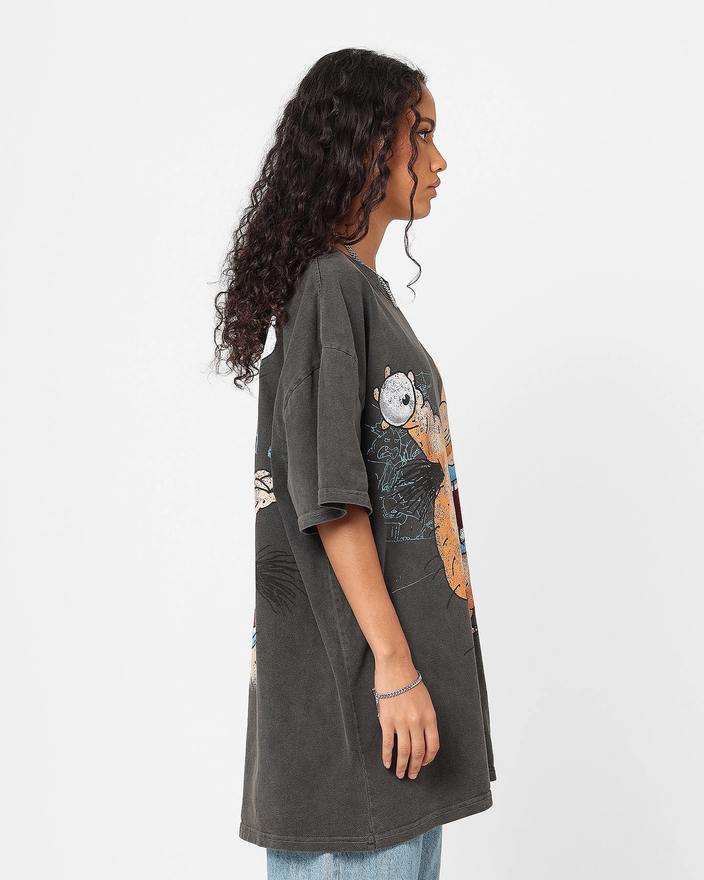 American Thrift X Aaahh!!! Real Monsters Krum Heavyweight Vintage T-Shirt Black Wash Simple Fashion