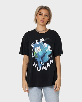 American Thrift X Adventure Time Finn The Human Vintage T-Shirt Black Wash GarmentDyedTexture certified