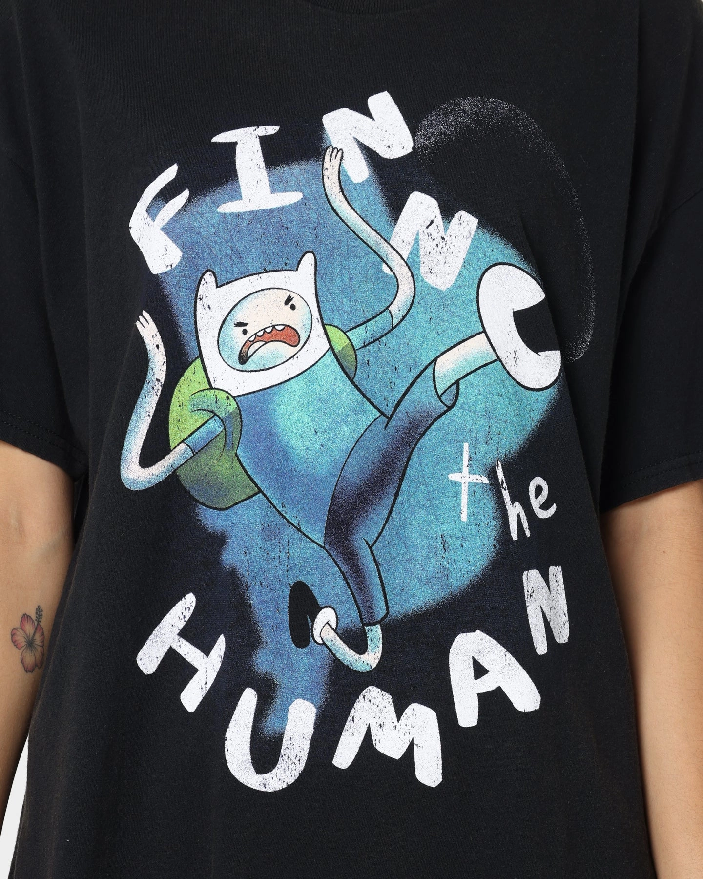 Functional Fashion American Thrift X Adventure Time Finn The Human Vintage T-Shirt Black Wash