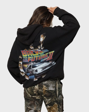 Structured silhouette American Thrift X Back To The Future Back To The Future 2 Vintage Hoodie Washed Black